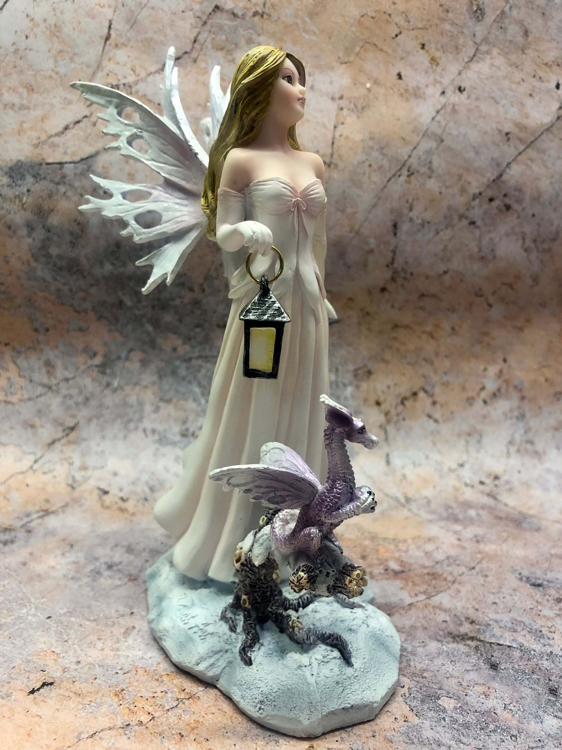 Night Messenger Fairy and Dragon Companion Sculpture Statue Mythical Creatures-Osiris Craftworks