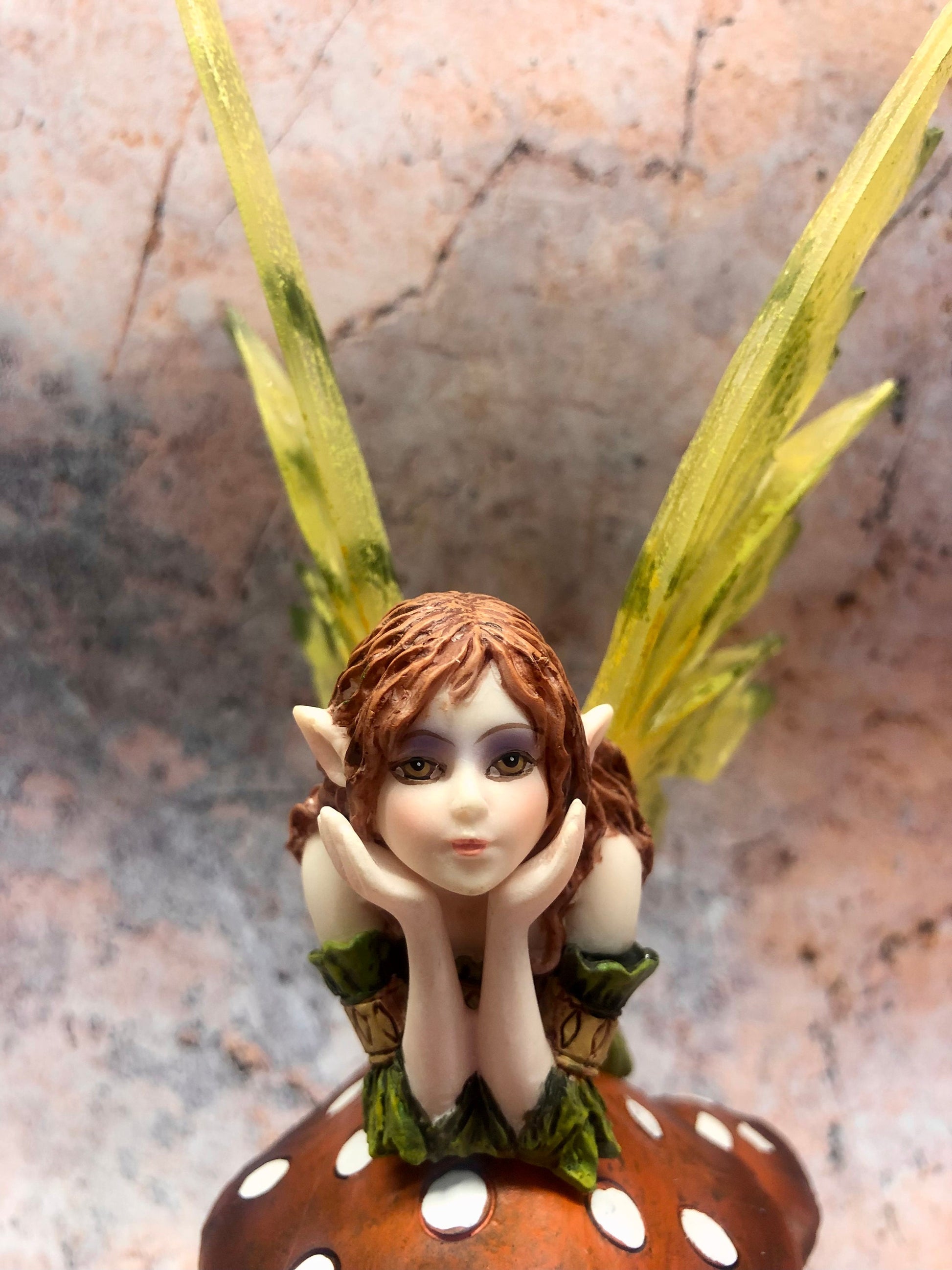 Flower Fairy Resting on Toadstool Statuette Figurine Ornament Sculpture Fairies Collection Figure-Osiris Craftworks