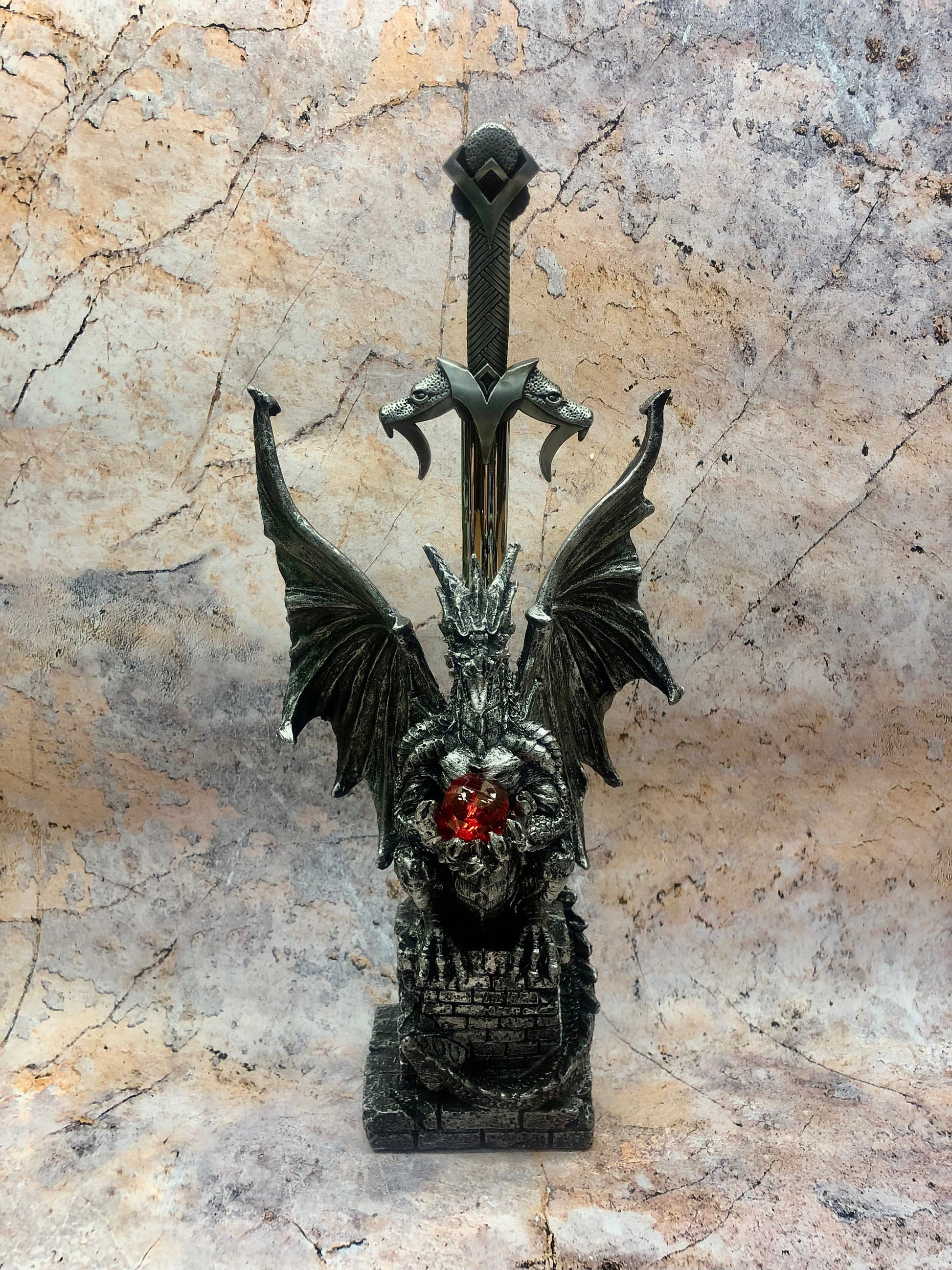 Majestic Dragon Letter Opener, 27cm Resin and Metal Mythical Desk Accessory, Gothic Office Decor, Fantasy Sword Paper Cutter-Osiris Craftworks