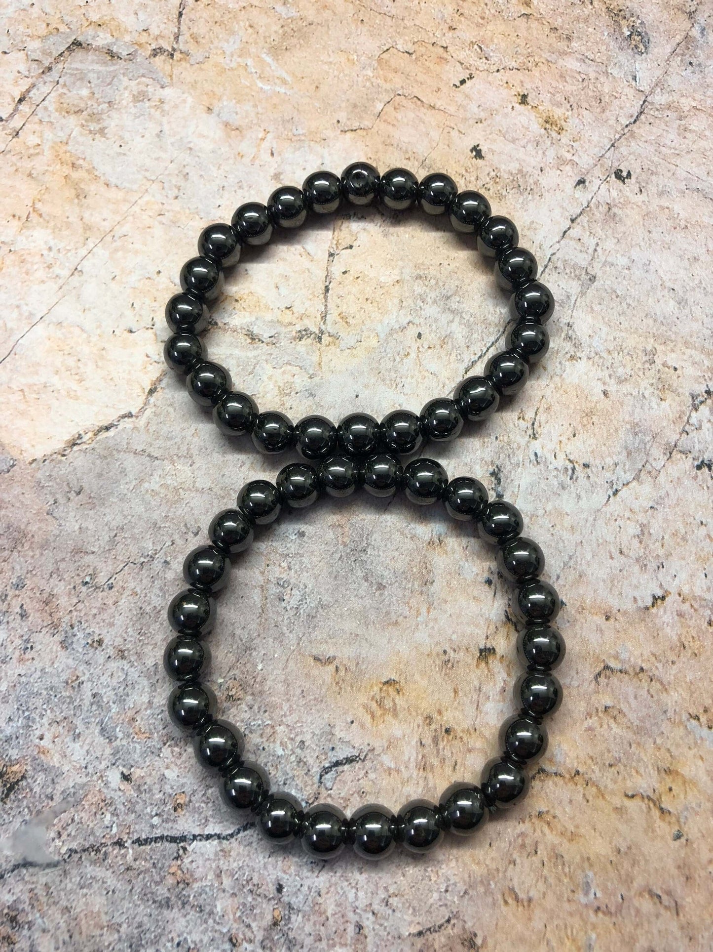 Paire de bracelets de pouvoir de guérison en hématite Thérapie par les cristaux de guérison Reiki