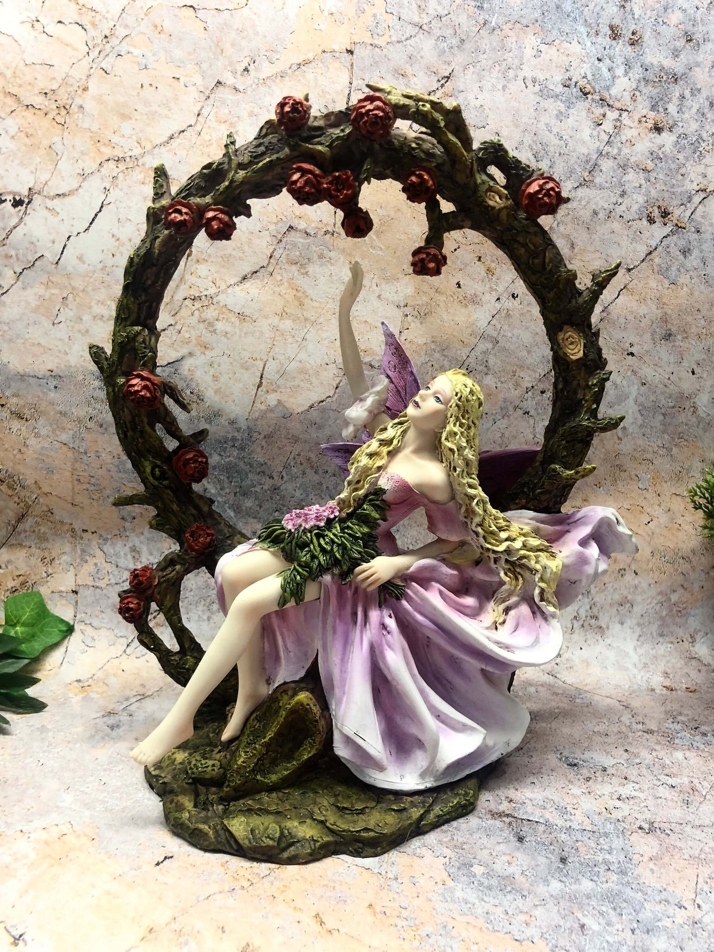 Large Flower Fairy Resting Sculpture Statue Mythical Creatures Figure Ornament-Osiris Craftworks