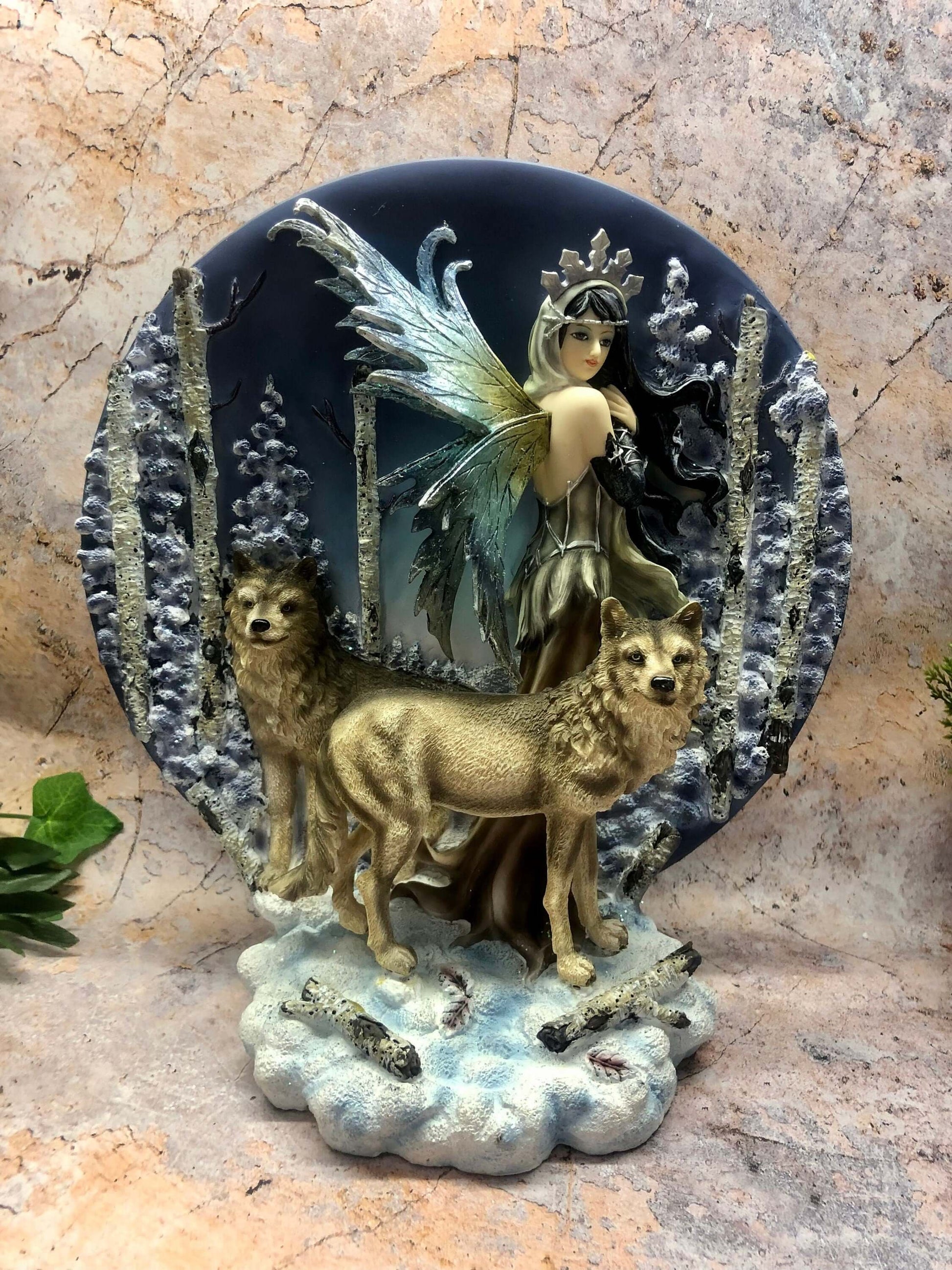 Fairy and Wolf Companion Diorama Sculpture Statue Mythical Creatures Gift Figure-Osiris Craftworks