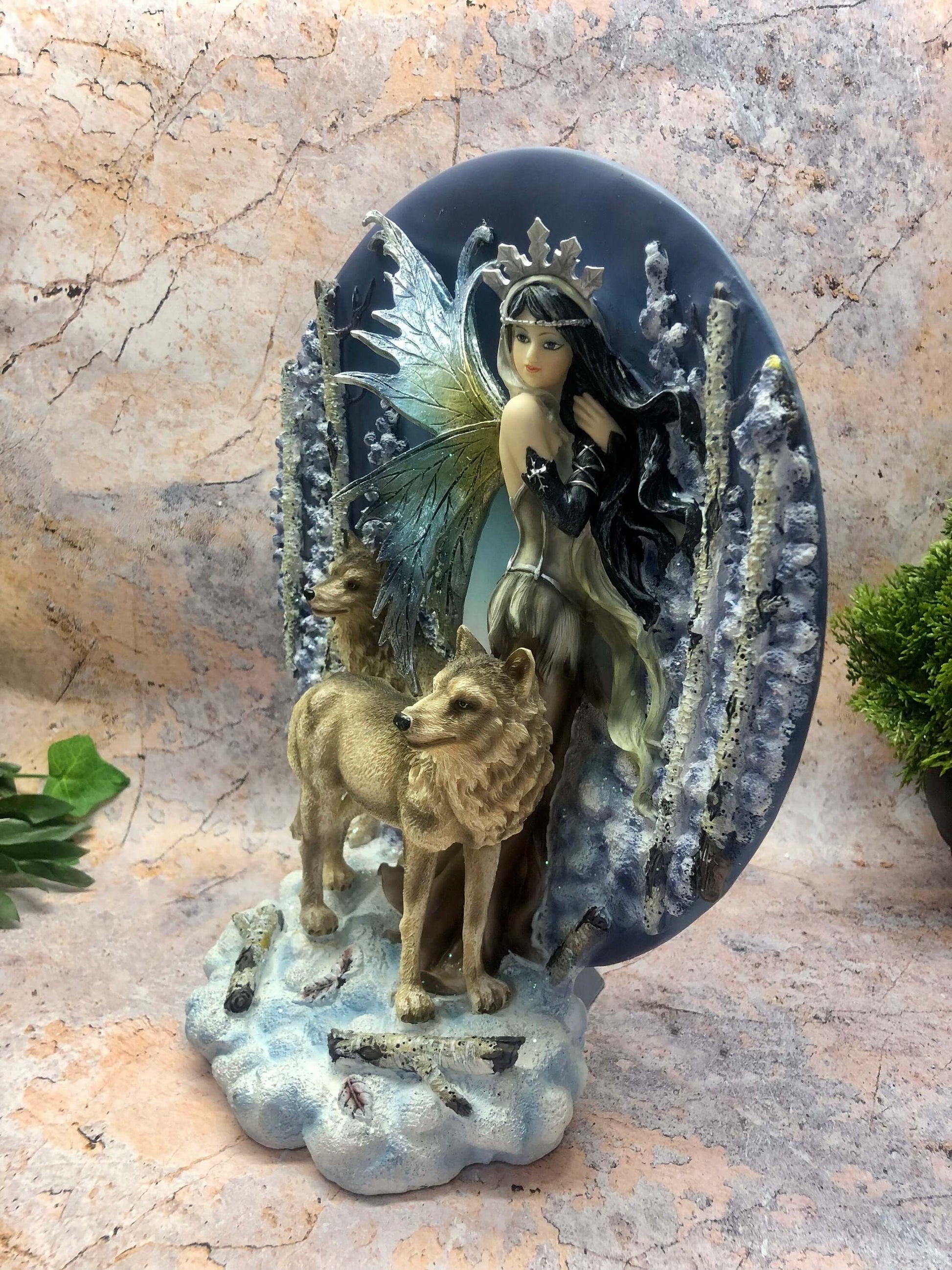 Fairy and Wolf Companion Diorama Sculpture Statue Mythical Creatures Gift Figure-Osiris Craftworks