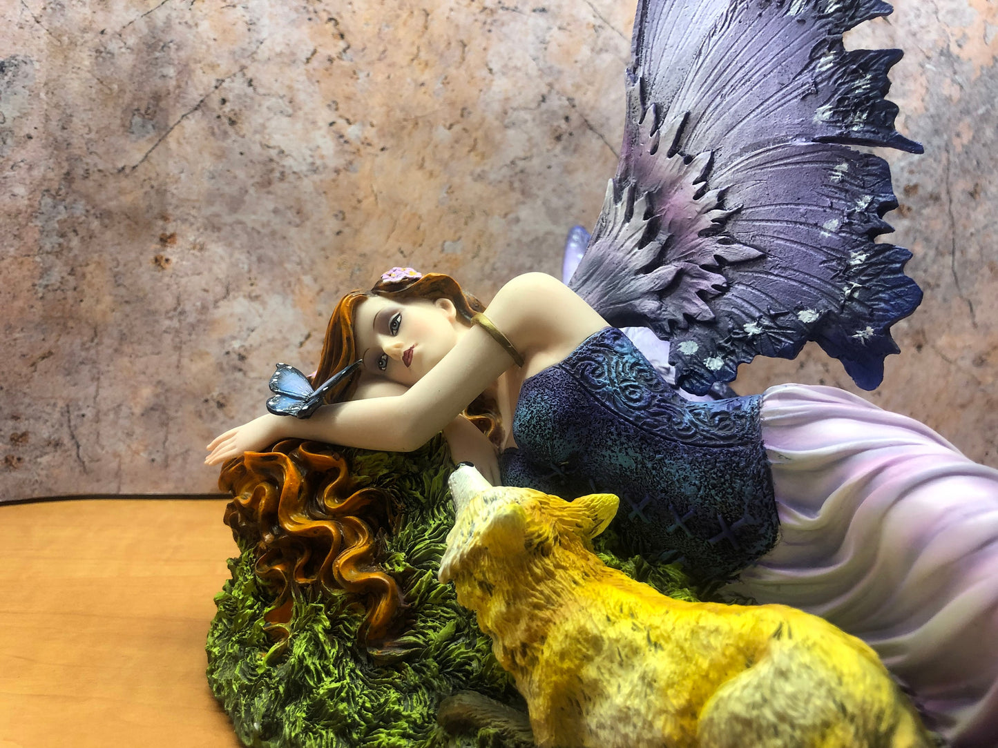 Enchanting Fairy and Fox Resin Statue - Hand-Painted Indoor Fairy Garden Decor - Fantasy Fairy Figurine - Mythical Sculpture 34x24.5 cm-Osiris Craftworks