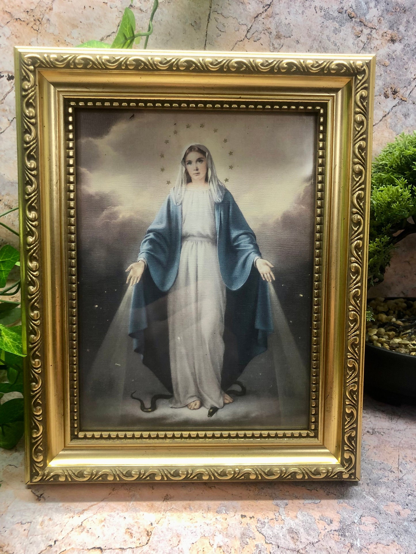 Laminated Framed Picture Blessed Virgin Mary Our Lady of the Miraculous Christianity Religious Wall Decor or Freestanding-Osiris Craftworks