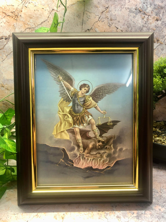 Laminated Framed Picture Archangel Michael Christianity Religious Wall Decor for Home or Chapel-Osiris Craftworks