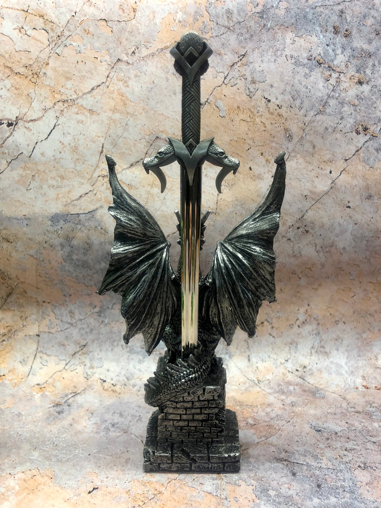 Majestic Dragon Letter Opener, 27cm Resin and Metal Mythical Desk Accessory, Gothic Office Decor, Fantasy Sword Paper Cutter-Osiris Craftworks