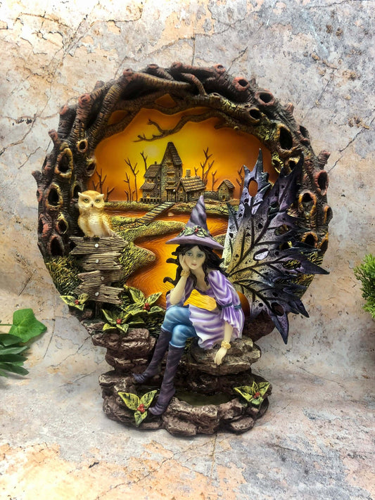 Fairy Witch and Owl Companion Diorama Sculpture Statue Mythical Creatures Figure Gift-Osiris Craftworks