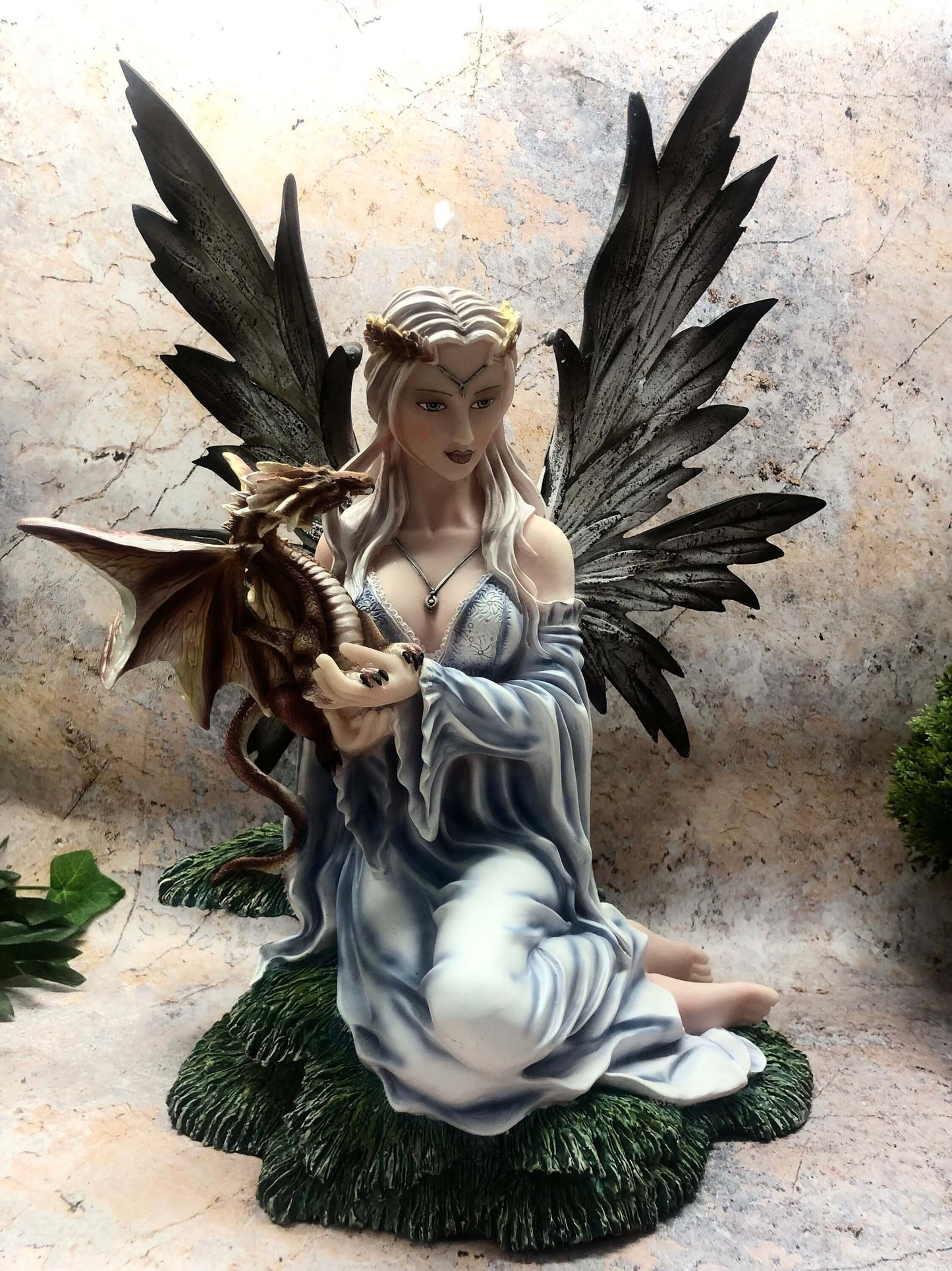 Large Fairy with Dragon Companion Sculpture Statue Mythical Creatures Figure-Osiris Craftworks