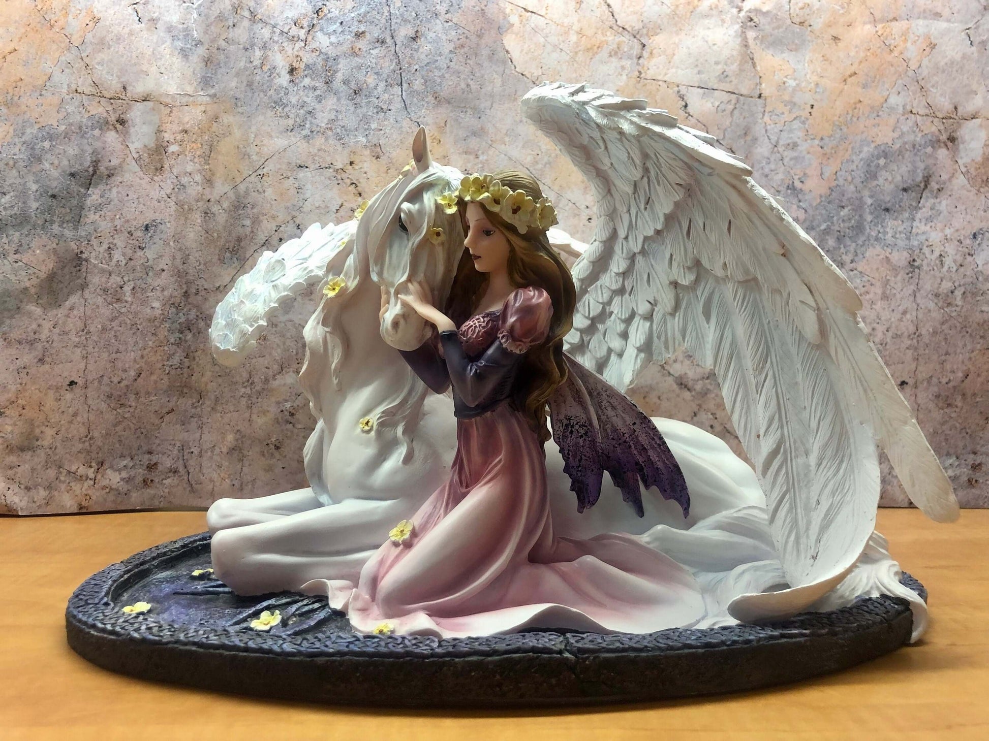 Enchanted Angelic Fairy with Majestic White Unicorn Figurine, Ethereal Home Decor, Mystical Fantasy Collectible, Elegant Mythical Statue-Osiris Craftworks