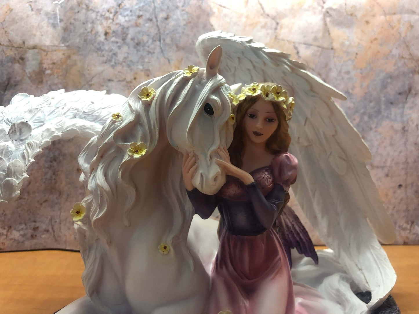 Enchanted Angelic Fairy with Majestic White Unicorn Figurine, Ethereal Home Decor, Mystical Fantasy Collectible, Elegant Mythical Statue-Osiris Craftworks