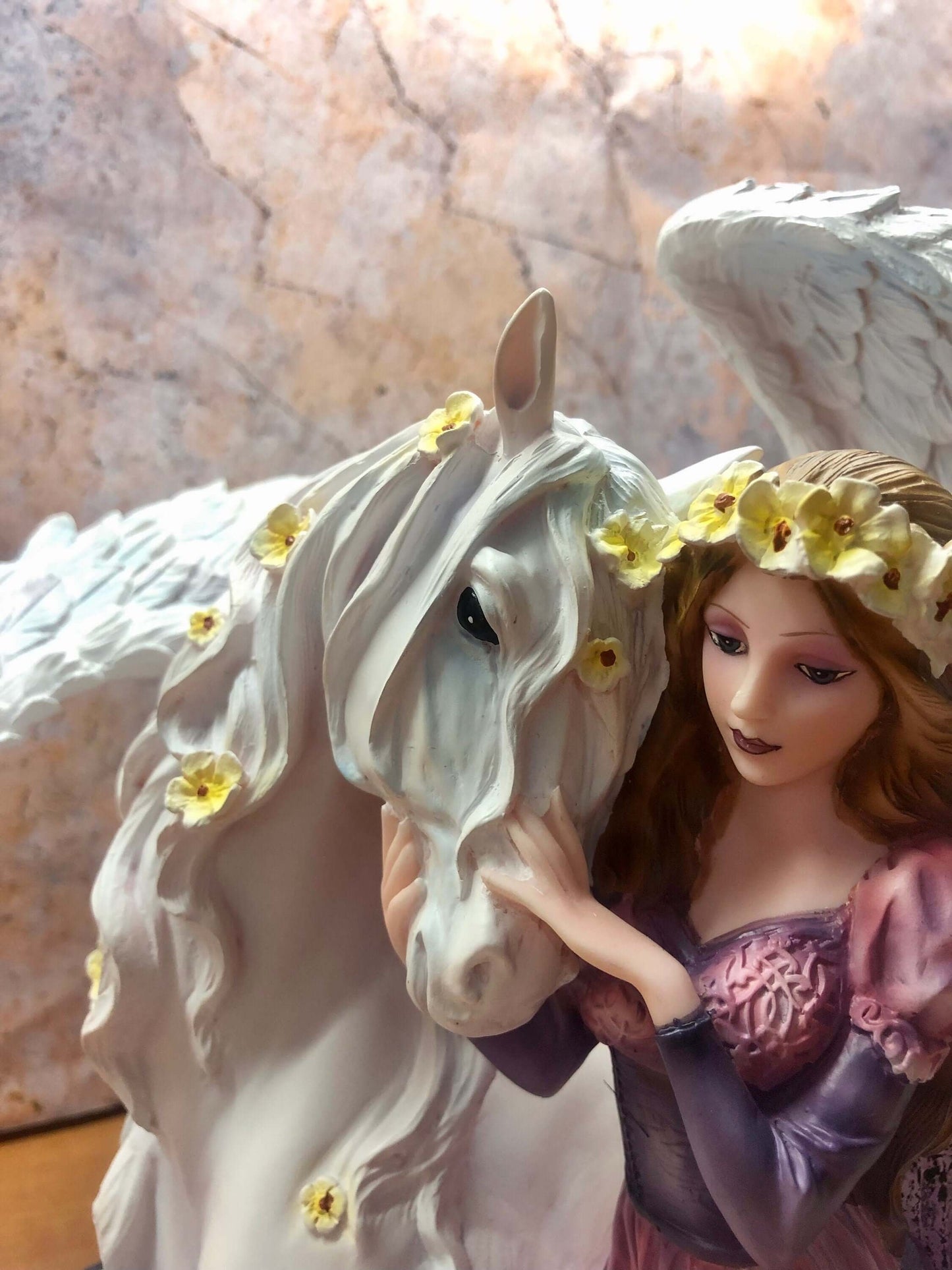 Enchanted Angelic Fairy with Majestic White Unicorn Figurine, Ethereal Home Decor, Mystical Fantasy Collectible, Elegant Mythical Statue-Osiris Craftworks