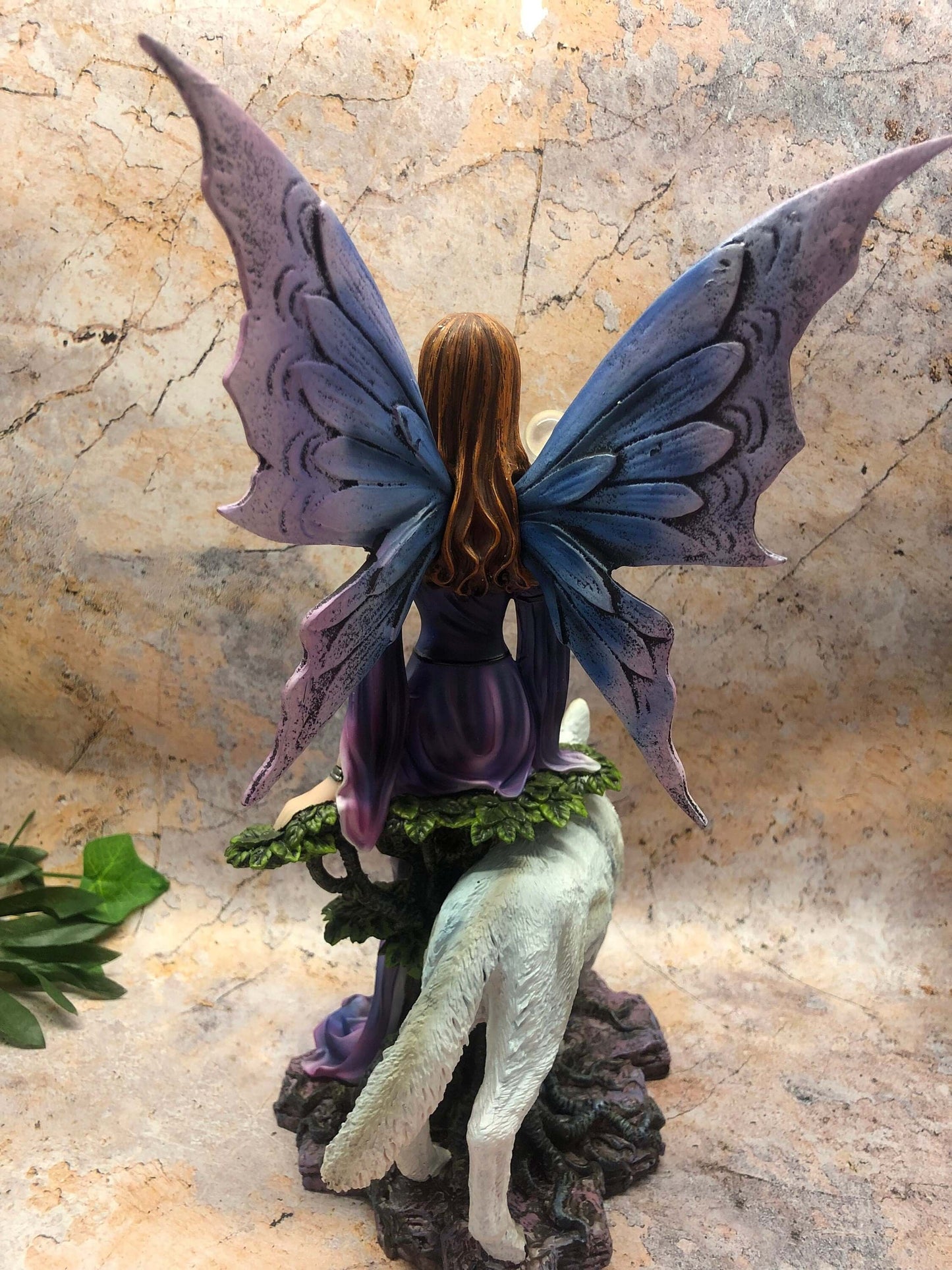 Fantasy Fairy with Wolf Companion Statue Mythical Creatures Figure Hand Made from Resin-Osiris Craftworks