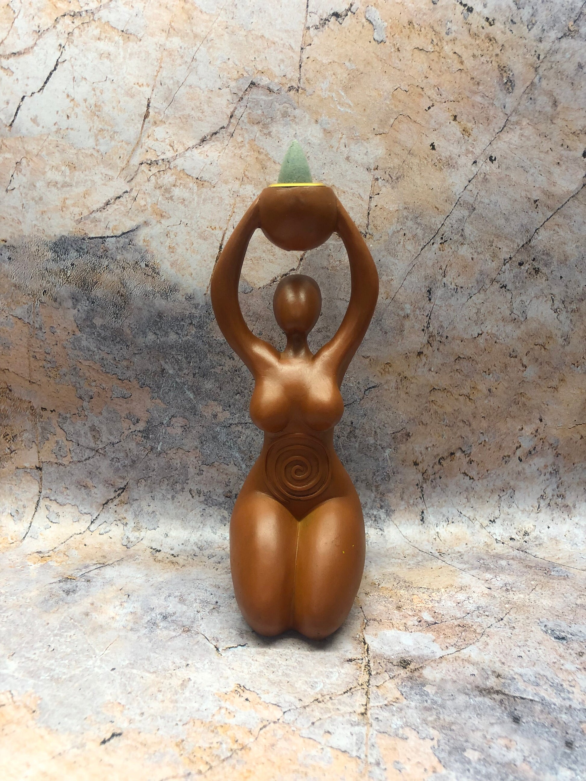 Pagan Wiccan Statue: Handcrafted Spiral Goddess Figurine for Altar and Incense Cone Burning-Osiris Craftworks