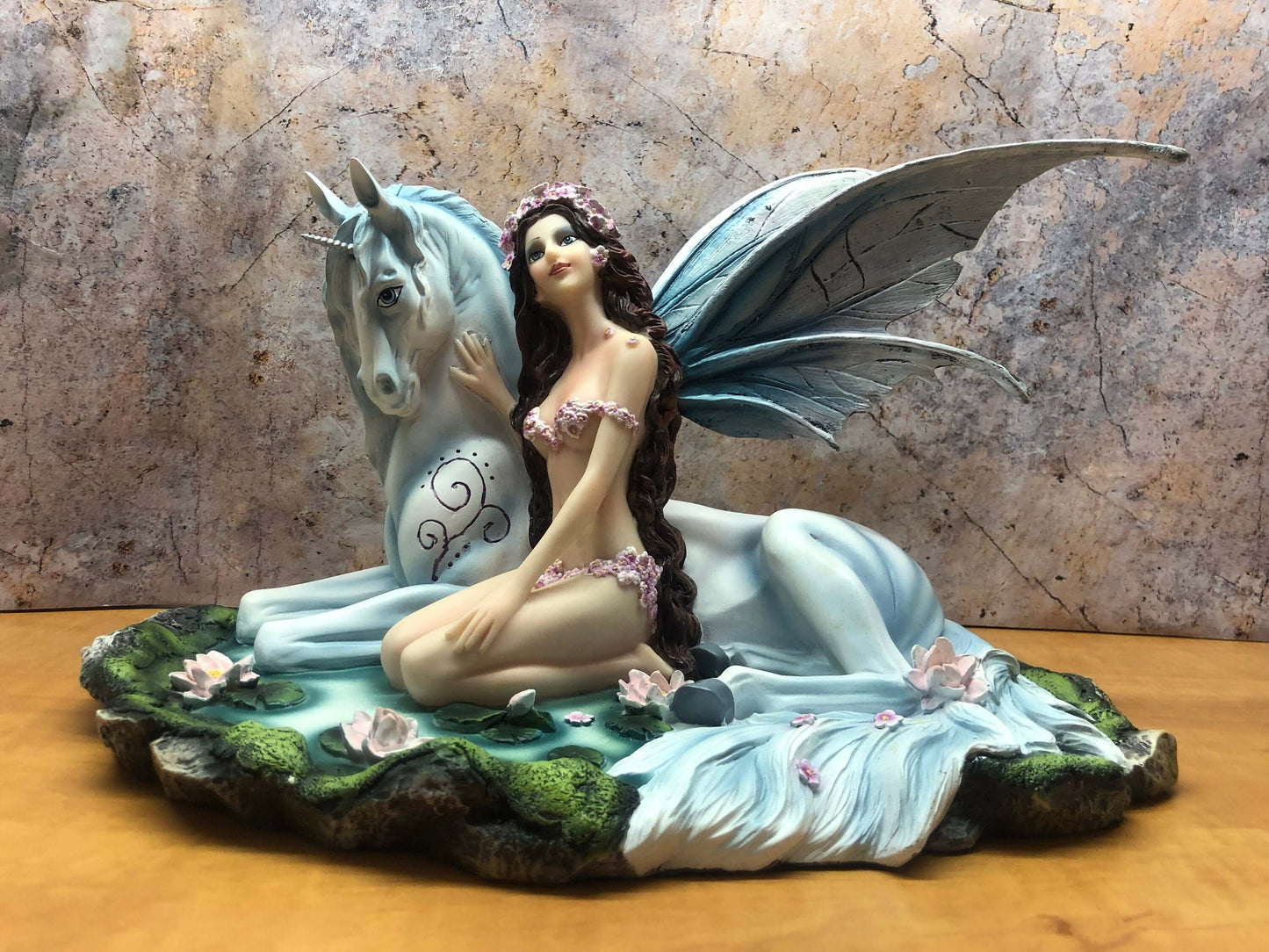 Handcrafted Resin Sculpture Enchanted Fairy & Unicorn Figurine Fantasy Art Decor Mystical Home Accent, Unique Gift Idea-Osiris Craftworks