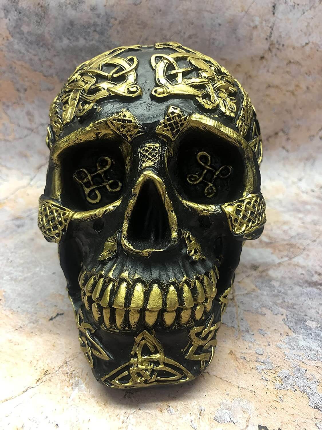 Elegant Skull Ornament - Stunning Celtic-inspired Skull Sculpture for Gothic Home Decoration and Collectors-Osiris Craftworks