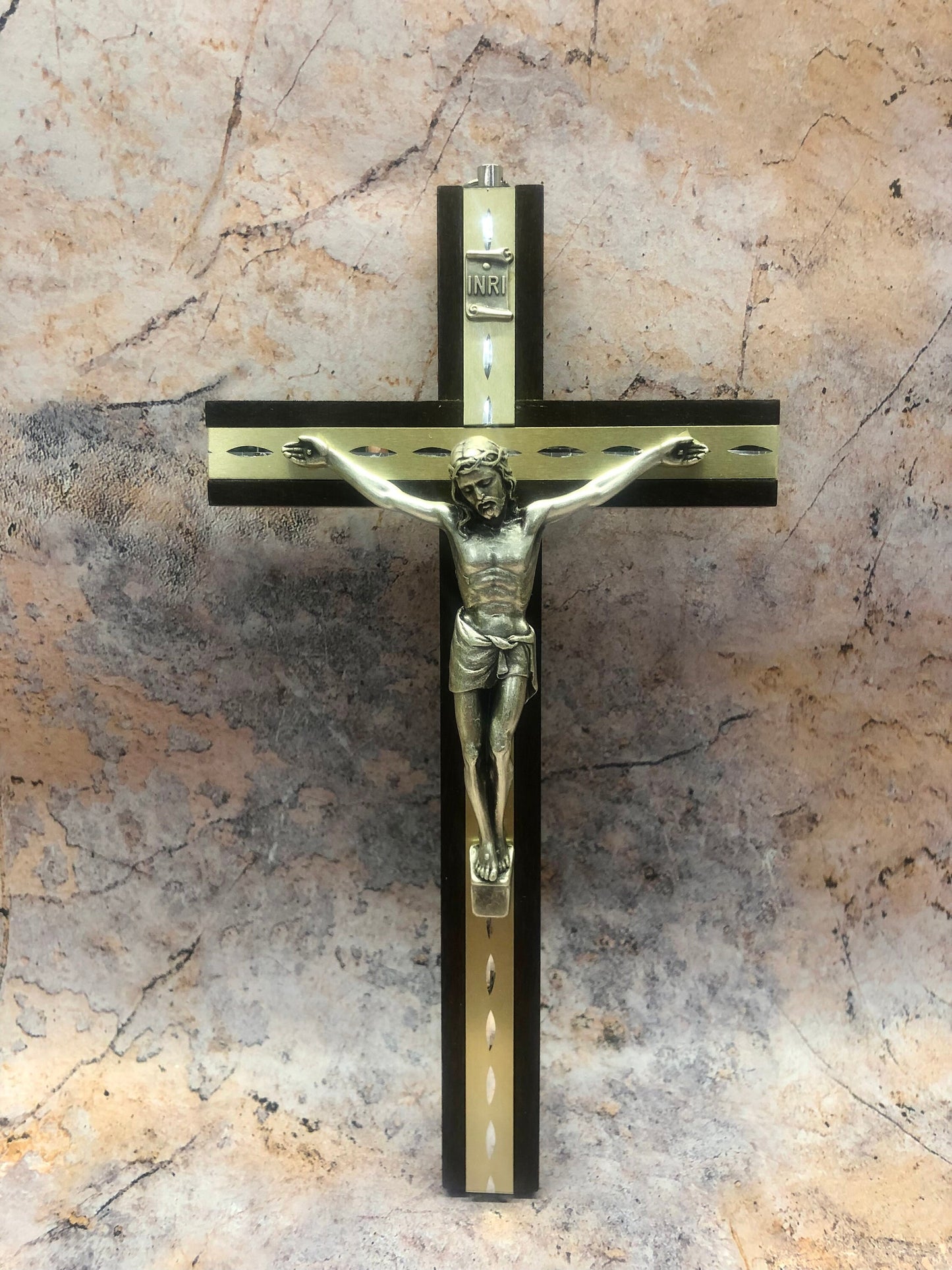 Intricately Designed Dark Wood Hanging Cross: A Timeless Piece of Religious Art for Your Living Space-Osiris Craftworks