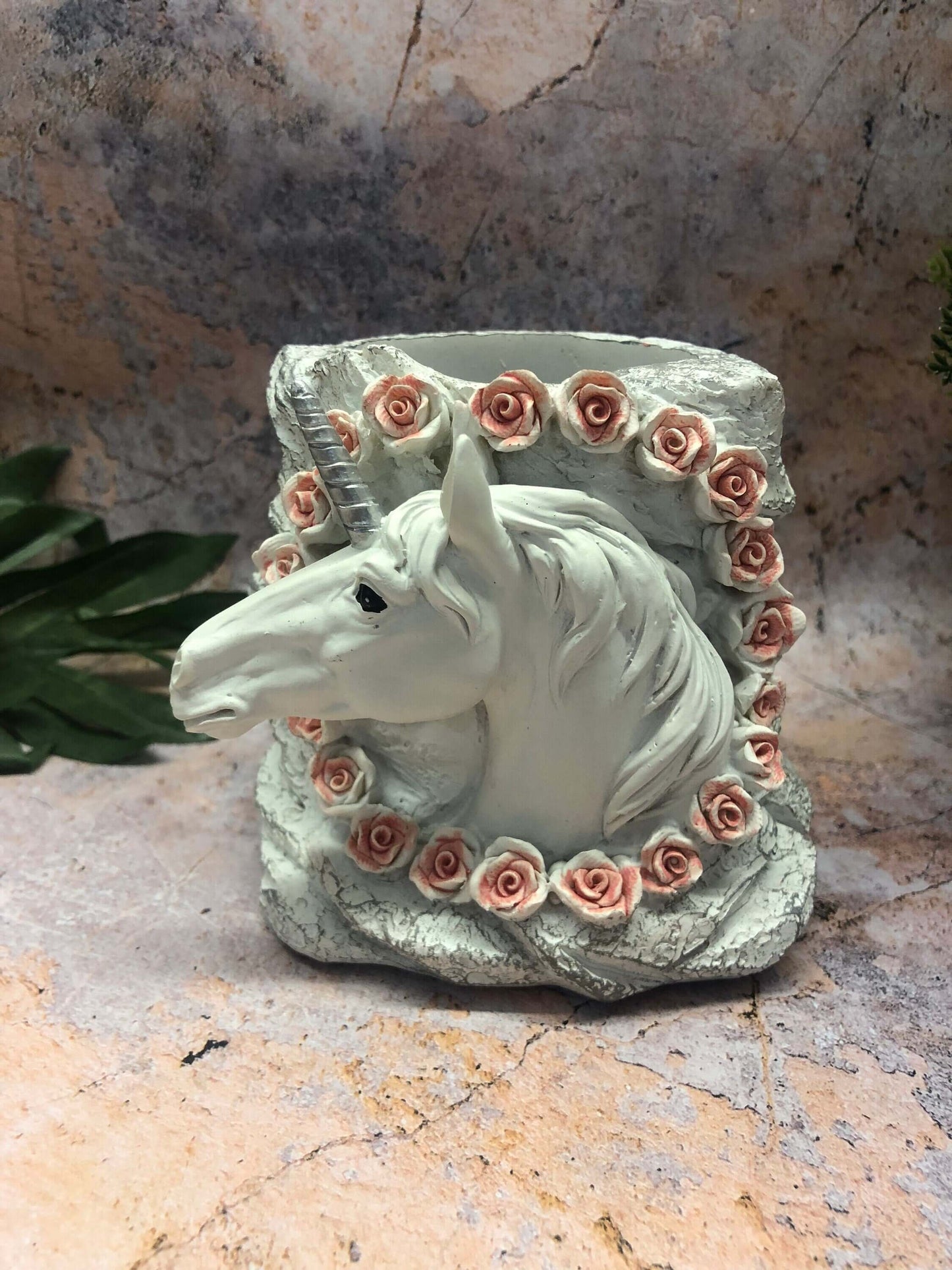 White Unicorn and Roses Pen Holder Pen Pot Container Desk Tidy Home Office Supplies Birthday