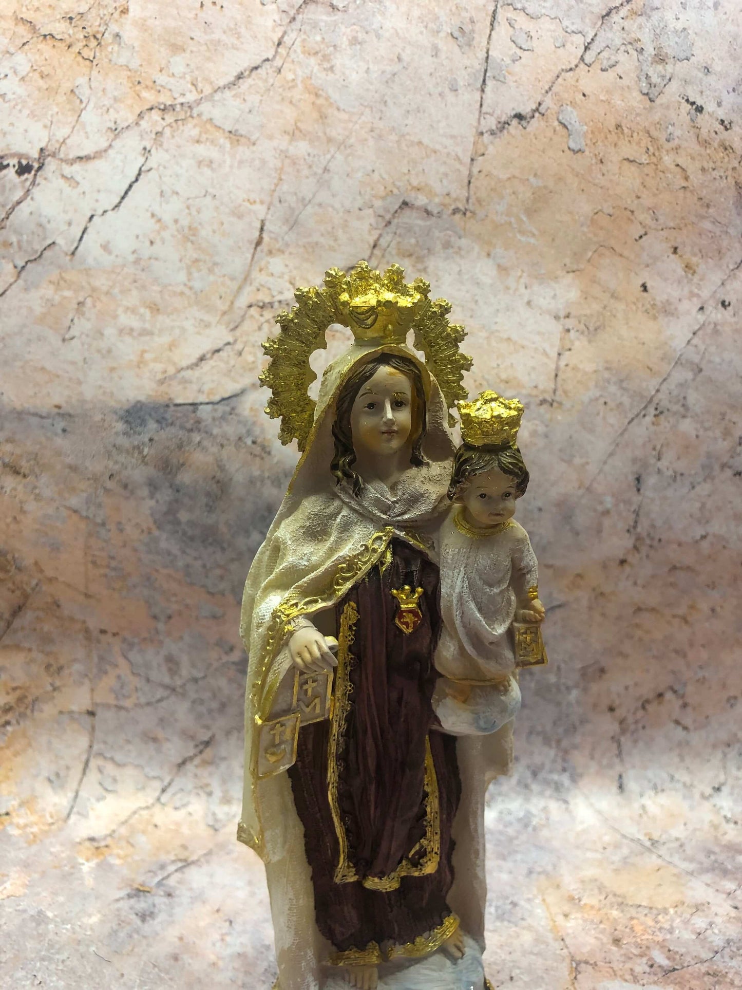 Our Lady of Mount Carmel Virgin Mary Sculpture Statue Religious Ornament 20 cm-Osiris Craftworks