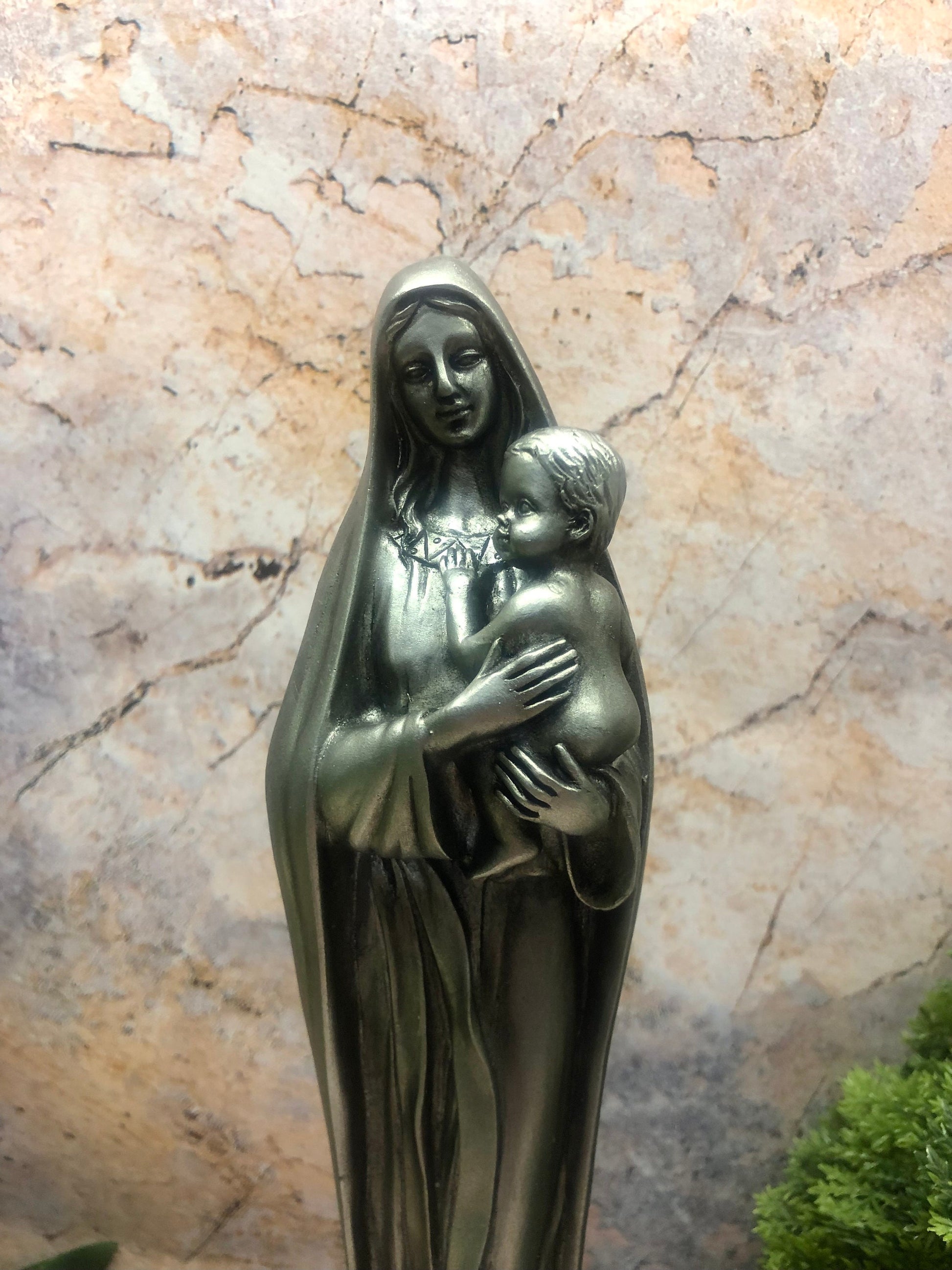 Sacred Embrace Virgin Mary with Child Statue - Timeless Resin Sculpture - Serene Religious Decor for Home and Sanctuary-Osiris Craftworks