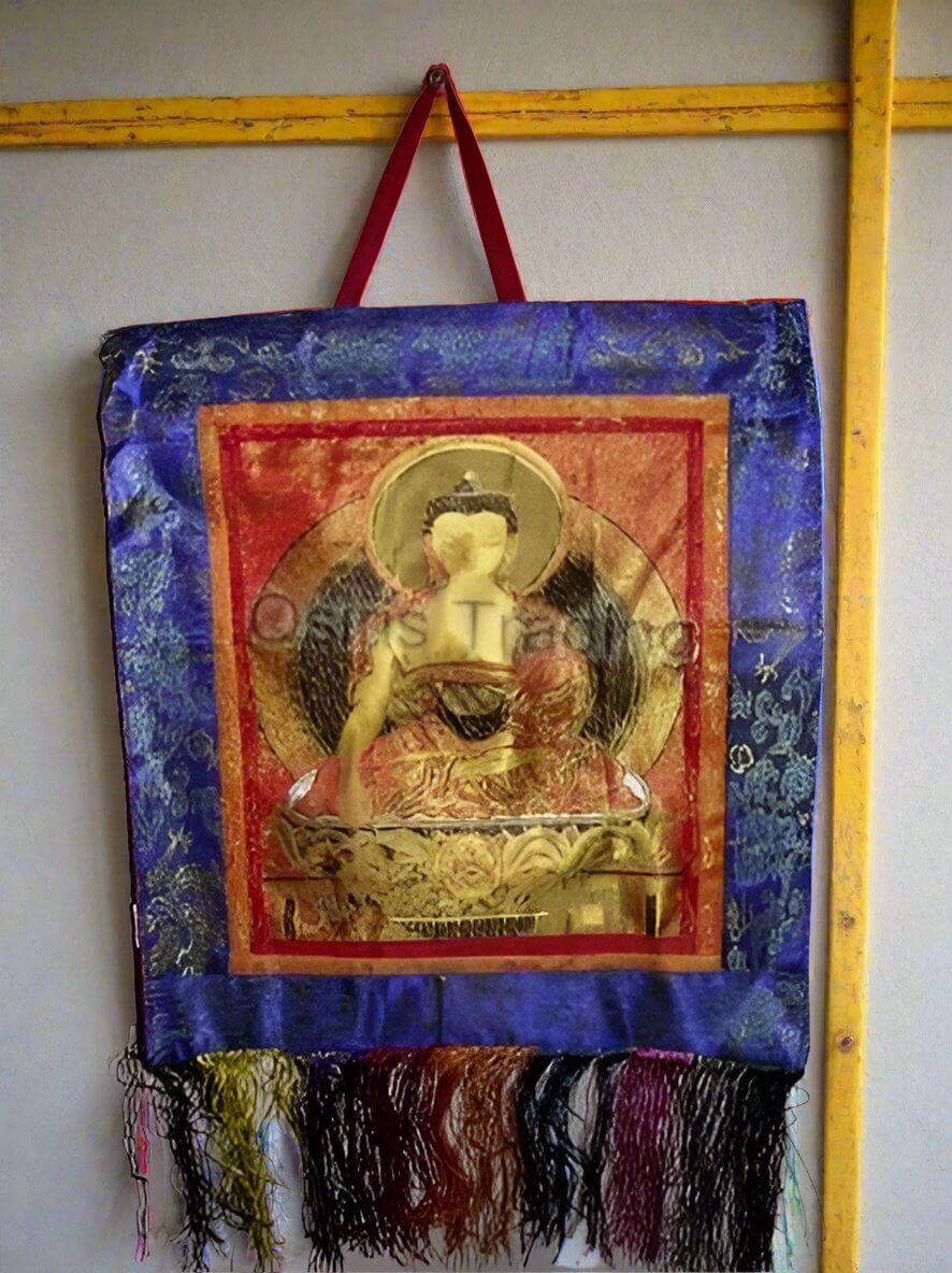 Authentic Tibetan Style Tapestry: Intricate Brocade Thangka Wall Hanger for Feng Shui Altars and Home Decoration-Osiris Craftworks