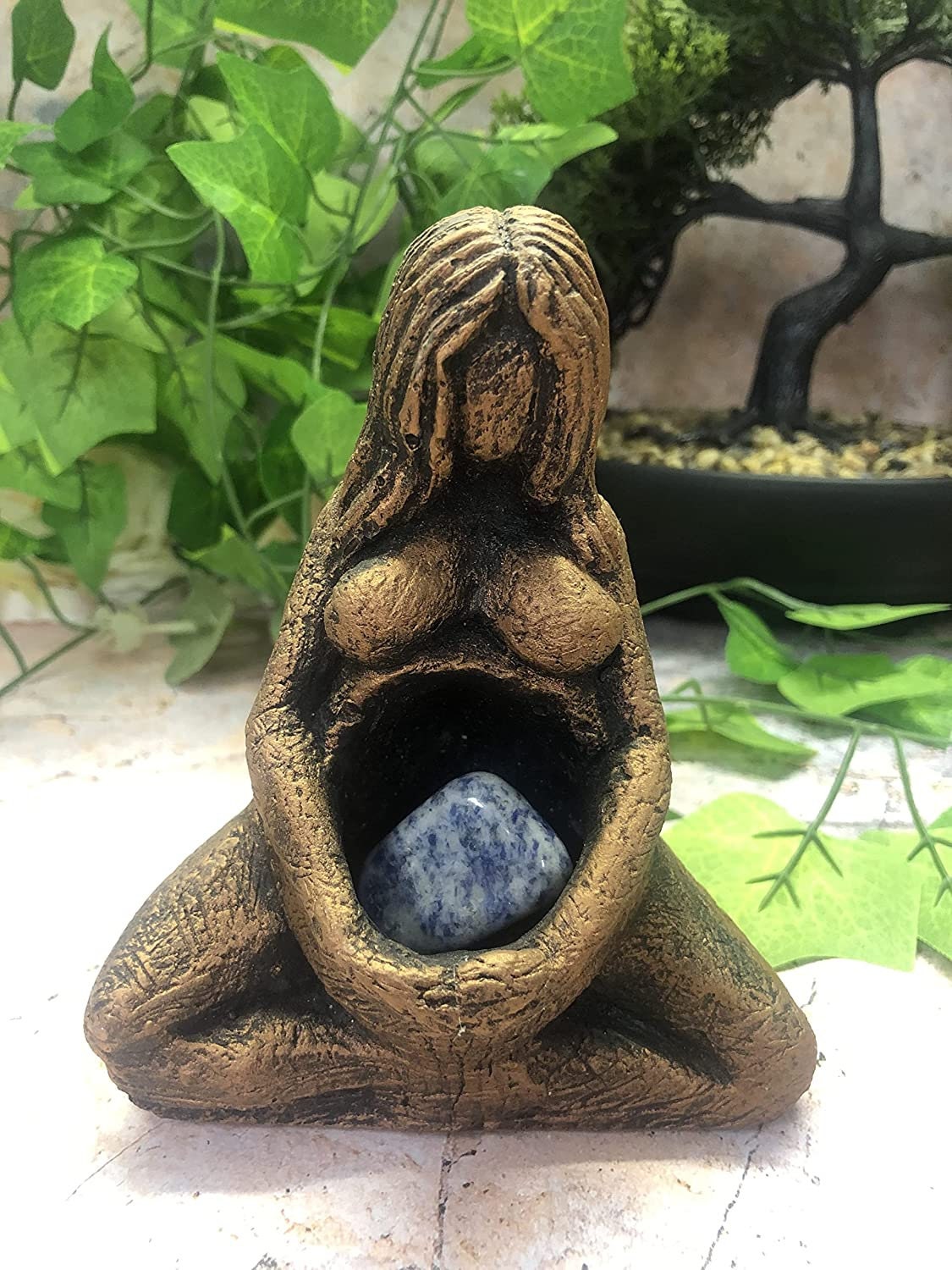 Small Mother Earth Gaia Statue Pagan Goddess Altar Antique Copper Effect Ornament Wiccan Garden Ornament Sculpture-Osiris Craftworks