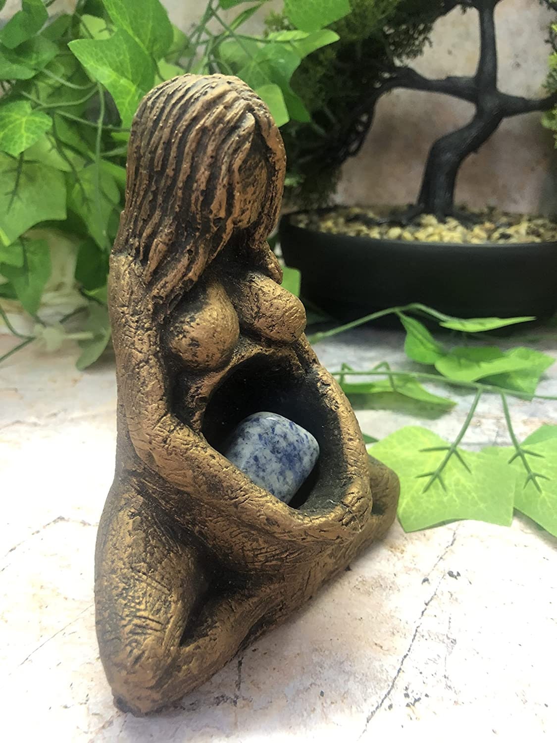 Small Mother Earth Gaia Statue Pagan Goddess Altar Antique Copper Effect Ornament Wiccan Garden Ornament Sculpture-Osiris Craftworks