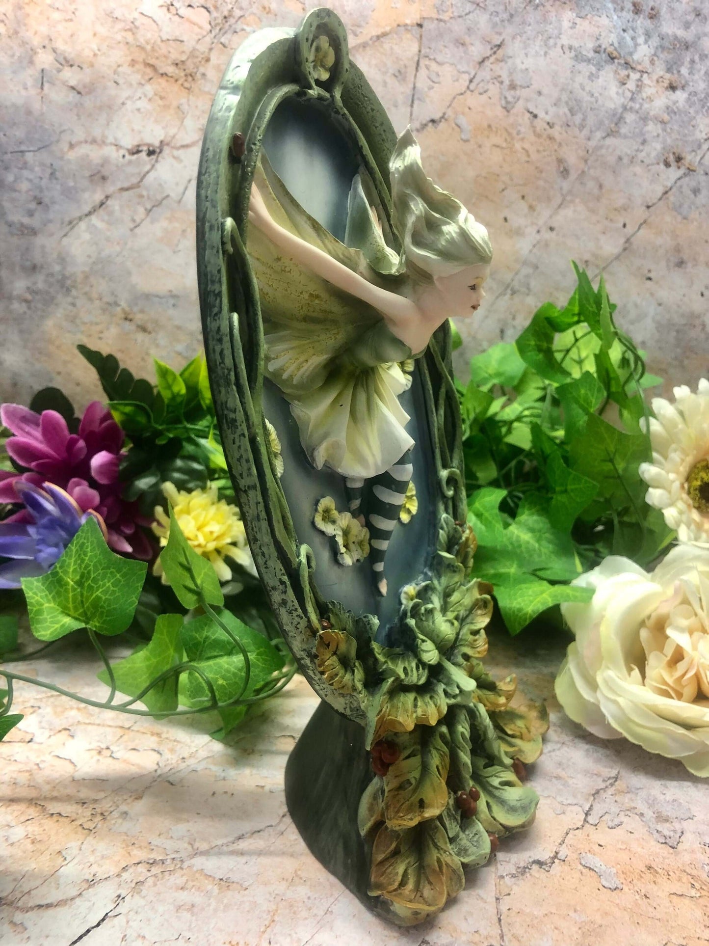 Enchanted Spring Fairy and Greenman Figurine, Mythical Creatures Ornament, Nature-Inspired Fantasy Decor, Handcrafted Statue for Home Decor-Osiris Craftworks