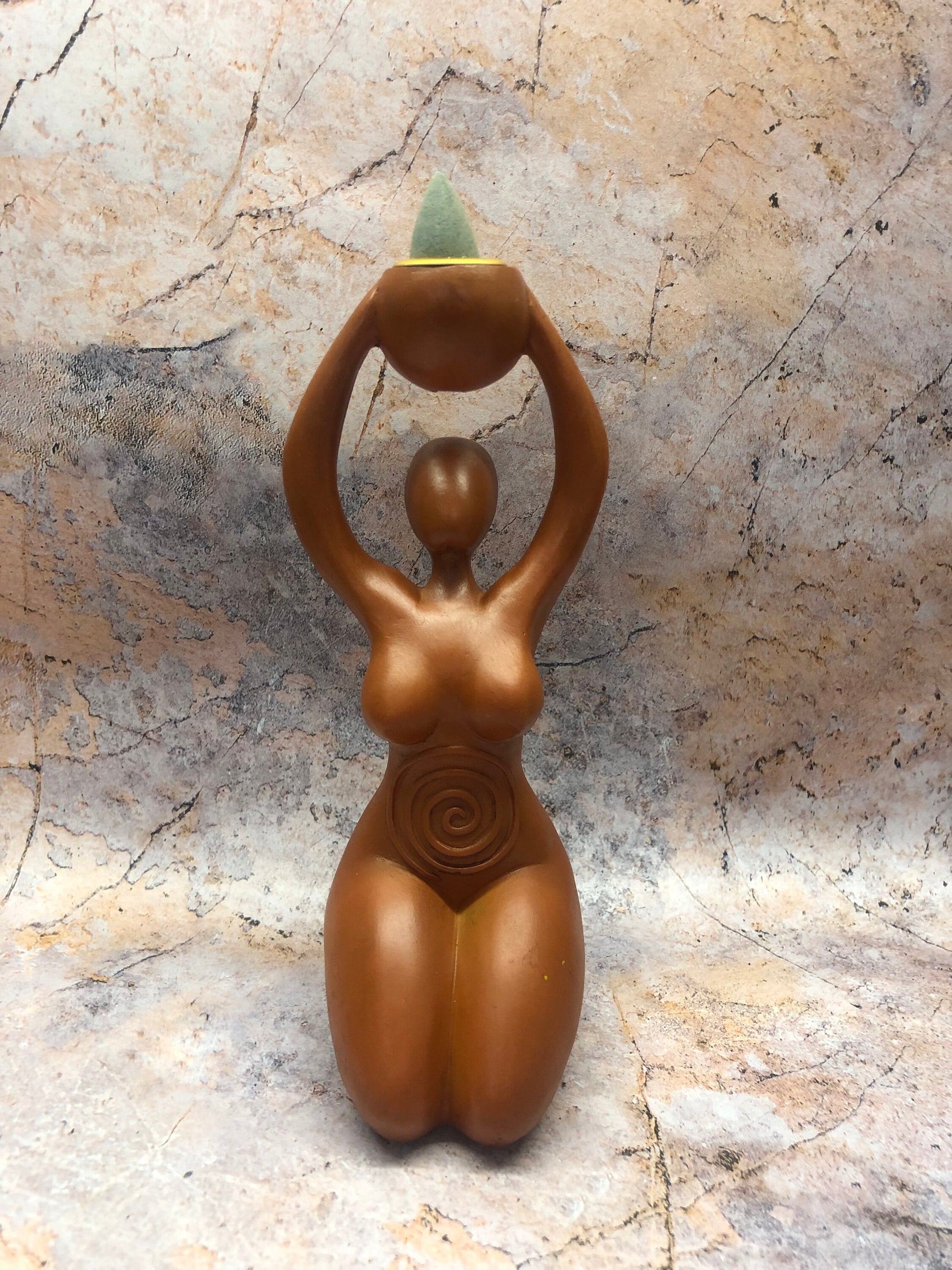 Pagan Wiccan Statue: Handcrafted Spiral Goddess Figurine for Altar and Incense Cone Burning-Osiris Craftworks