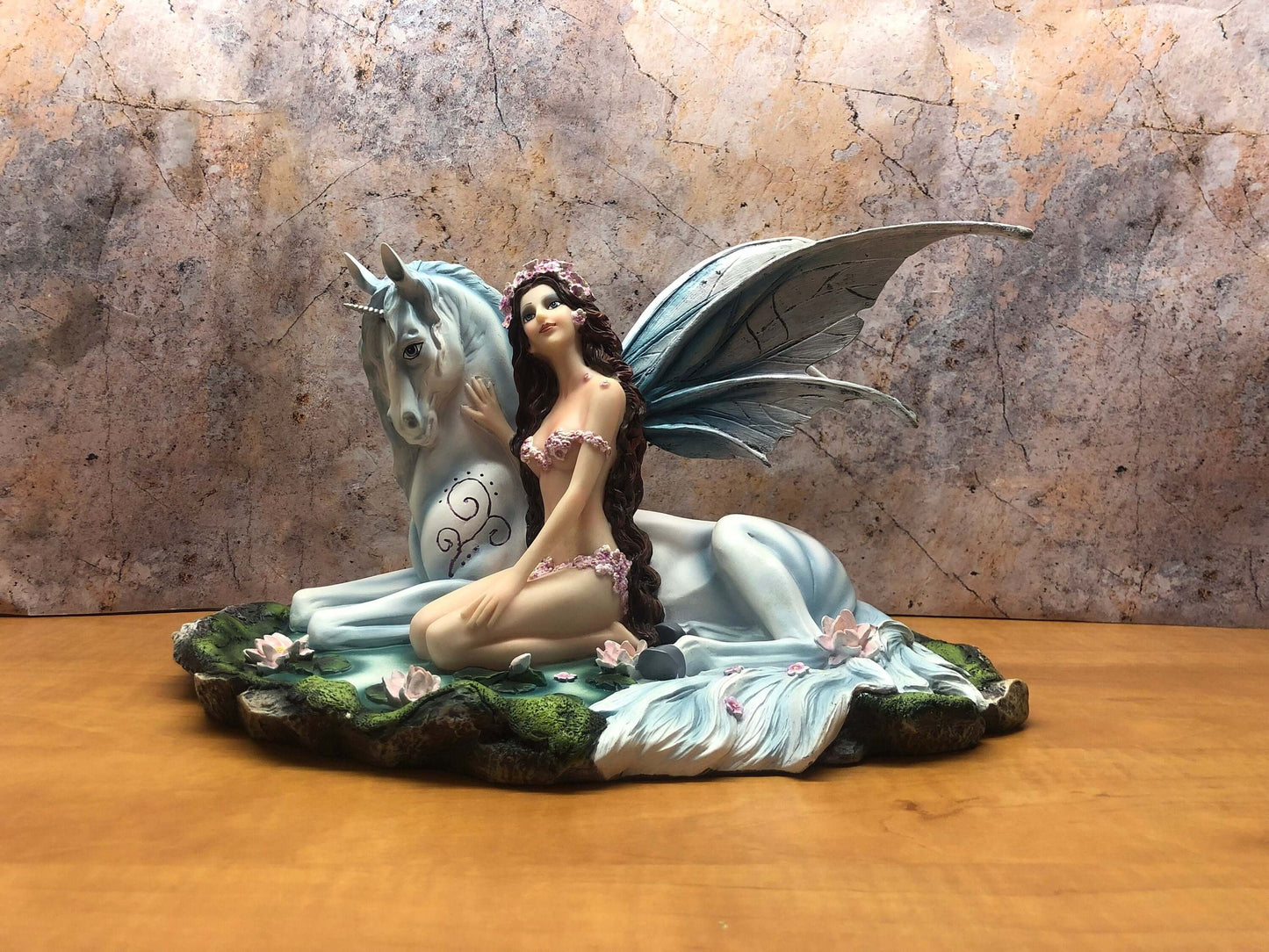 Handcrafted Resin Sculpture Enchanted Fairy & Unicorn Figurine Fantasy Art Decor Mystical Home Accent, Unique Gift Idea-Osiris Craftworks