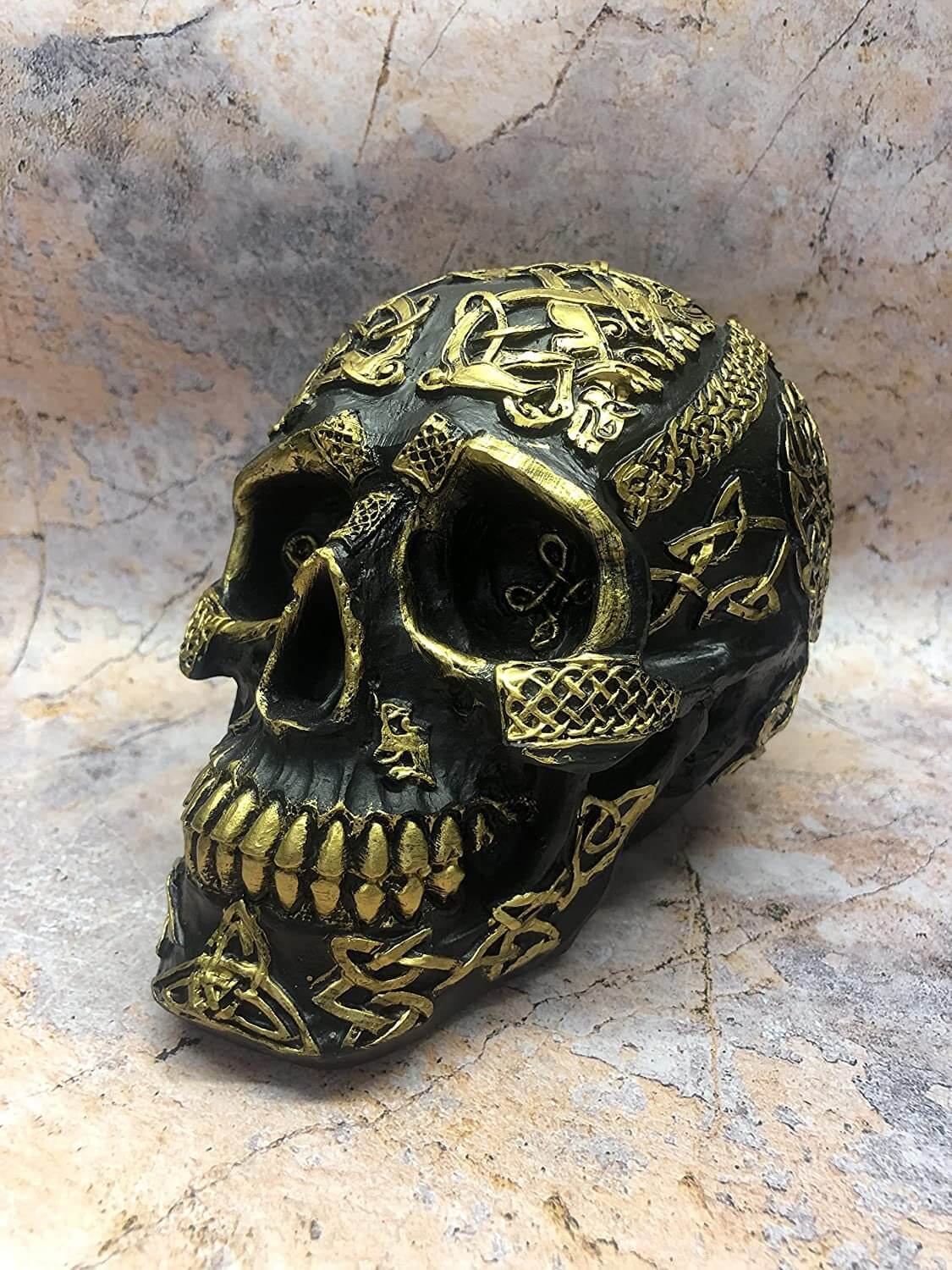 Elegant Skull Ornament - Stunning Celtic-inspired Skull Sculpture for Gothic Home Decoration and Collectors-Osiris Craftworks