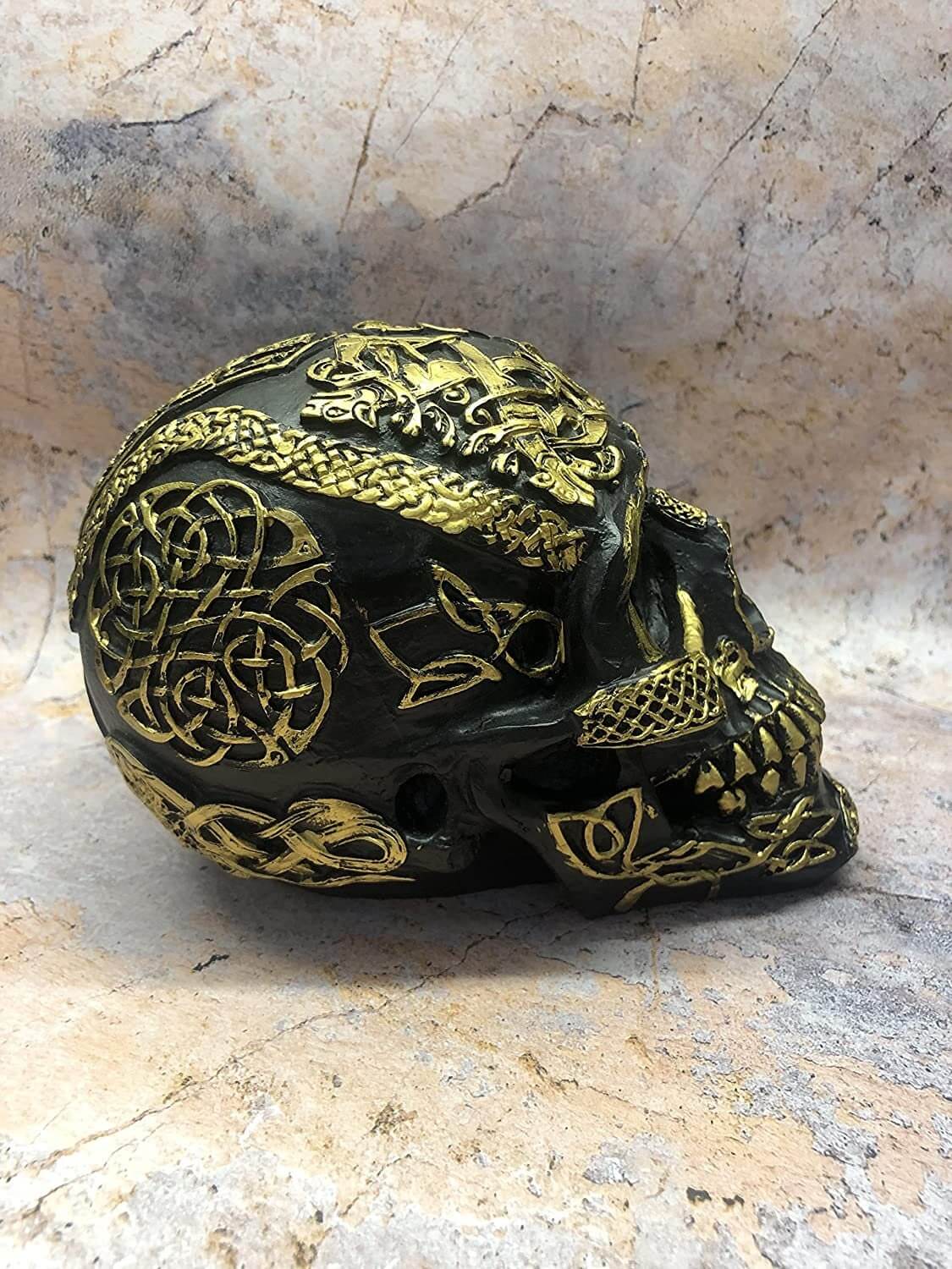 Elegant Skull Ornament - Stunning Celtic-inspired Skull Sculpture for Gothic Home Decoration and Collectors-Osiris Craftworks