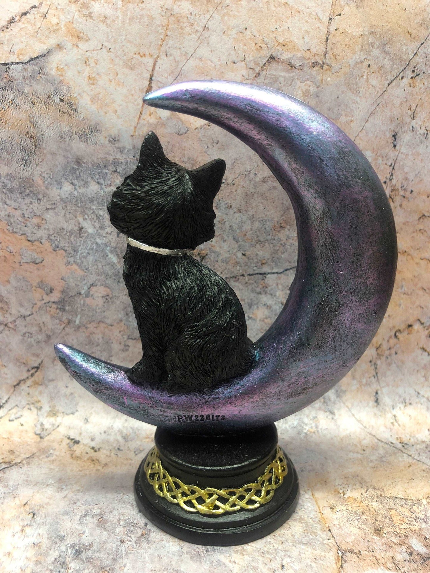 Black Cat on Celtic Moon Figurine, Witches Familiar Sculpture, Wiccan Pagan Decor, Witchcraft Spellcast Ornament, Mystical Art, Magical Gift-Osiris Craftworks