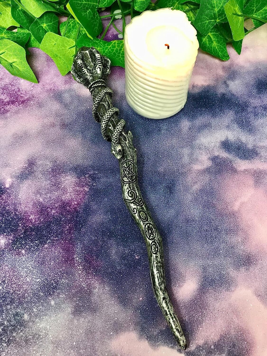 Handcrafted Resin Witchy Wand: Mystical Ritual Tool, Magickal Spellcasting Staff, Unique Pagan & Wiccan Altar Decor-Osiris Craftworks