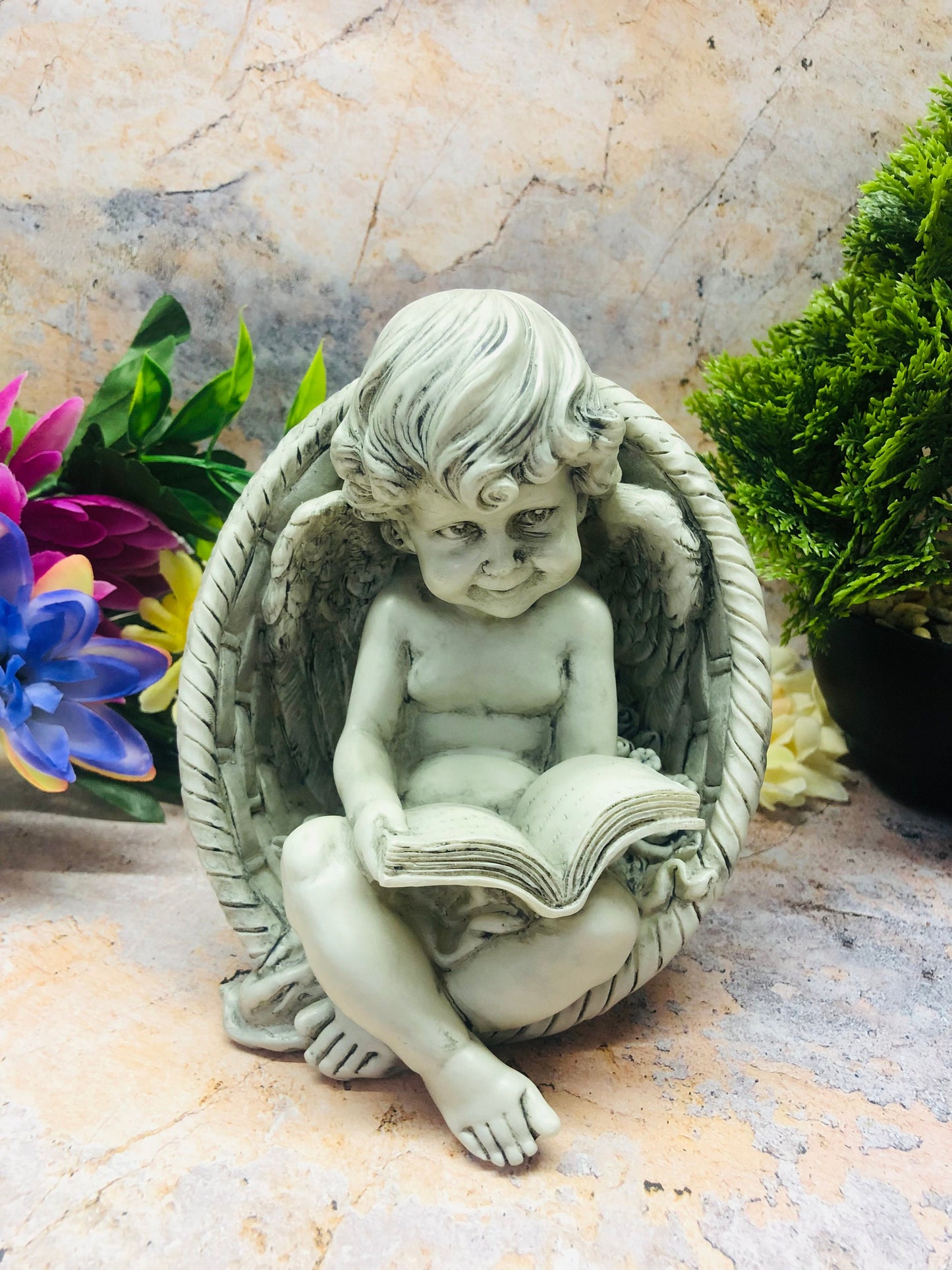 Guardian Angel Cherub Memorial Statue, Garden Ornament, Serene Graveside Sculpture, Angelic Decor, Peaceful Remembrance Figurine-Osiris Craftworks