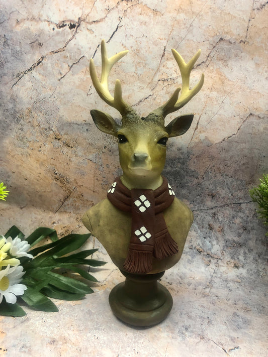 Retro Stag Bust Statue Deer Sculpture Home Decoration Country House Ornament