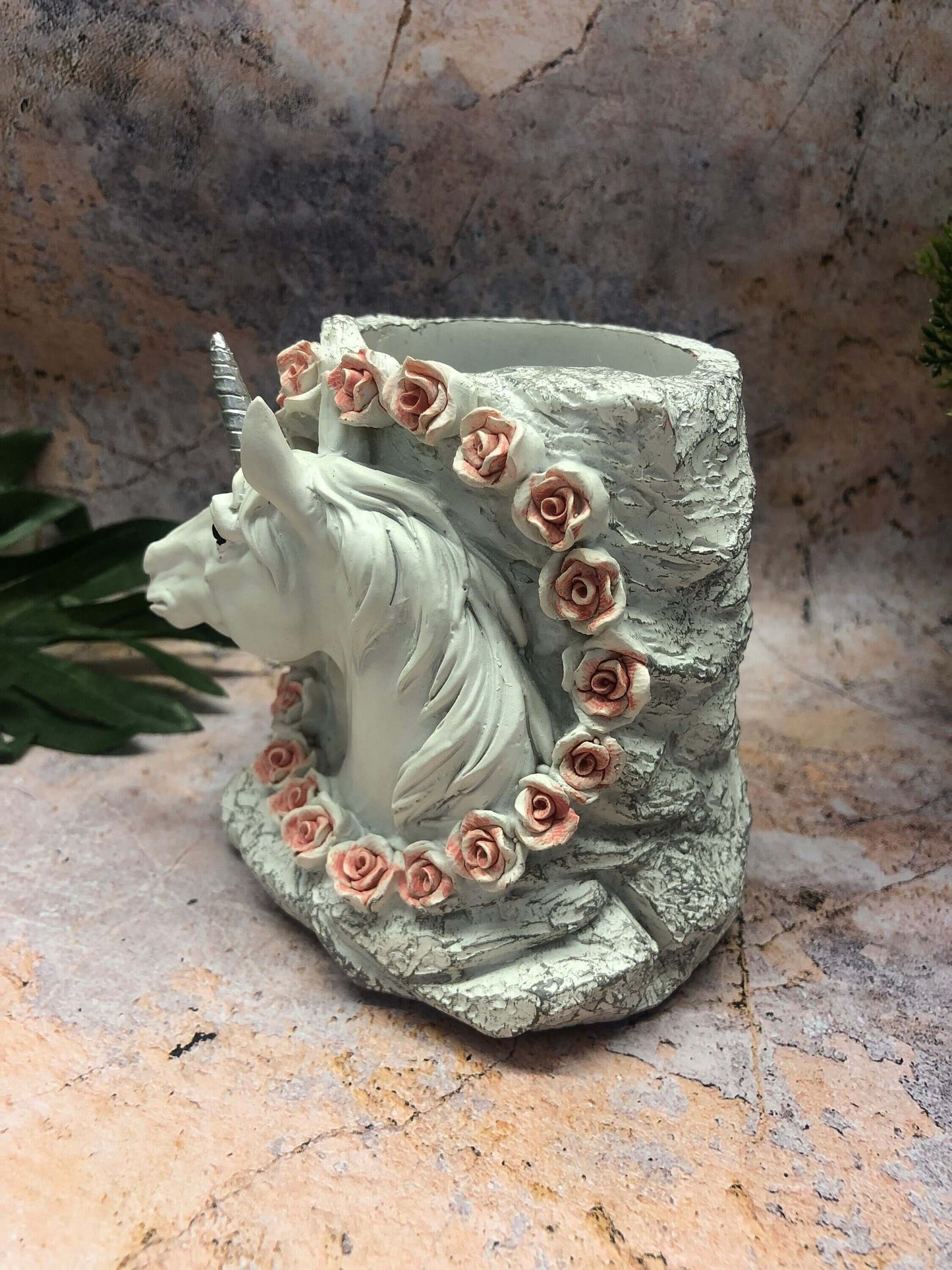 White Unicorn and Roses Pen Holder Pen Pot Container Desk Tidy Home Office Supplies Birthday