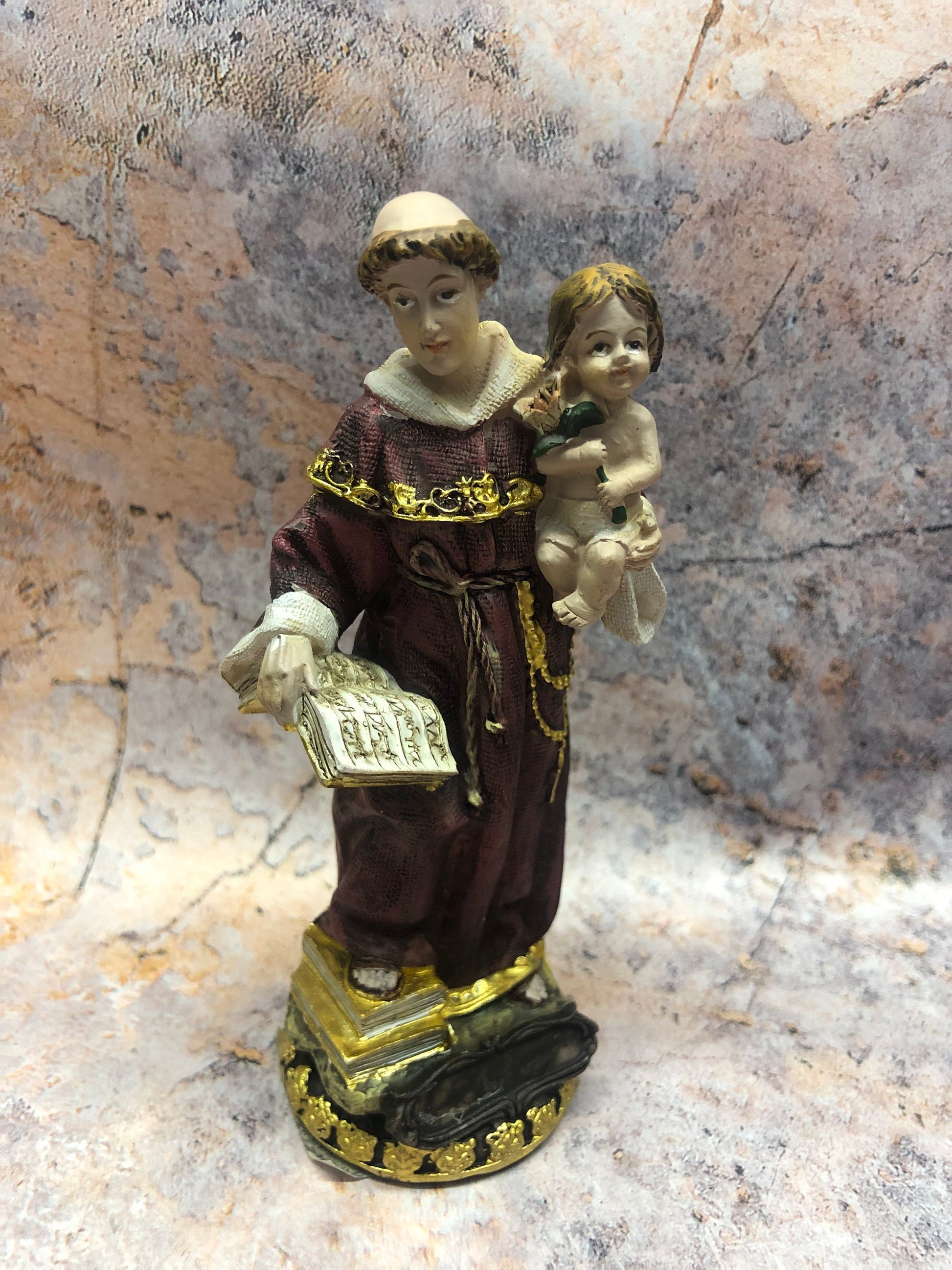 St Anthony and Baby Jesus Handcrafted Statue - Religious Resin Figurine with Ornate Detailing - Patron Saint Decor for Home and Altar-Osiris Craftworks