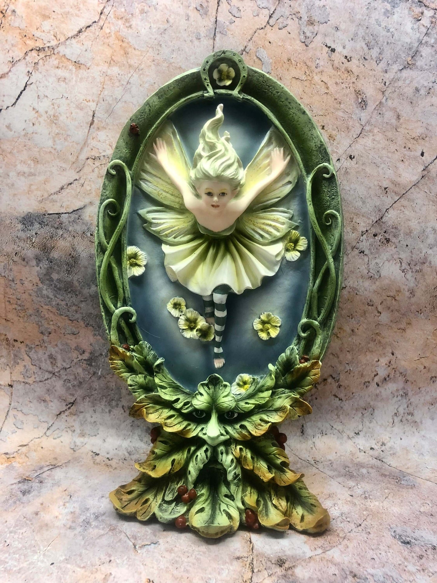 Enchanted Spring Fairy and Greenman Figurine, Mythical Creatures Ornament, Nature-Inspired Fantasy Decor, Handcrafted Statue for Home Decor-Osiris Craftworks