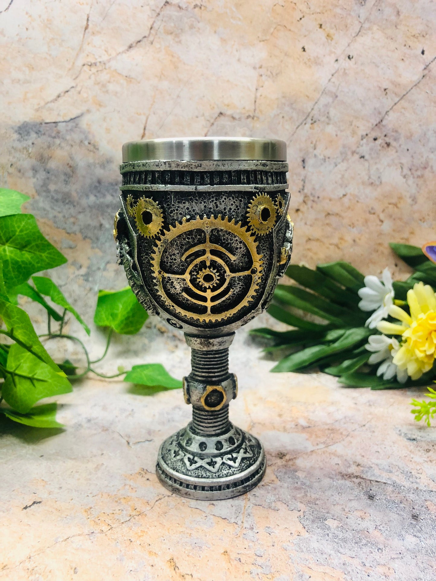 Steampunk Gearwork Dragon Goblet Dragons Chalice Ornament Gothic Decor Hand Made from Designer Resin-Osiris Craftworks