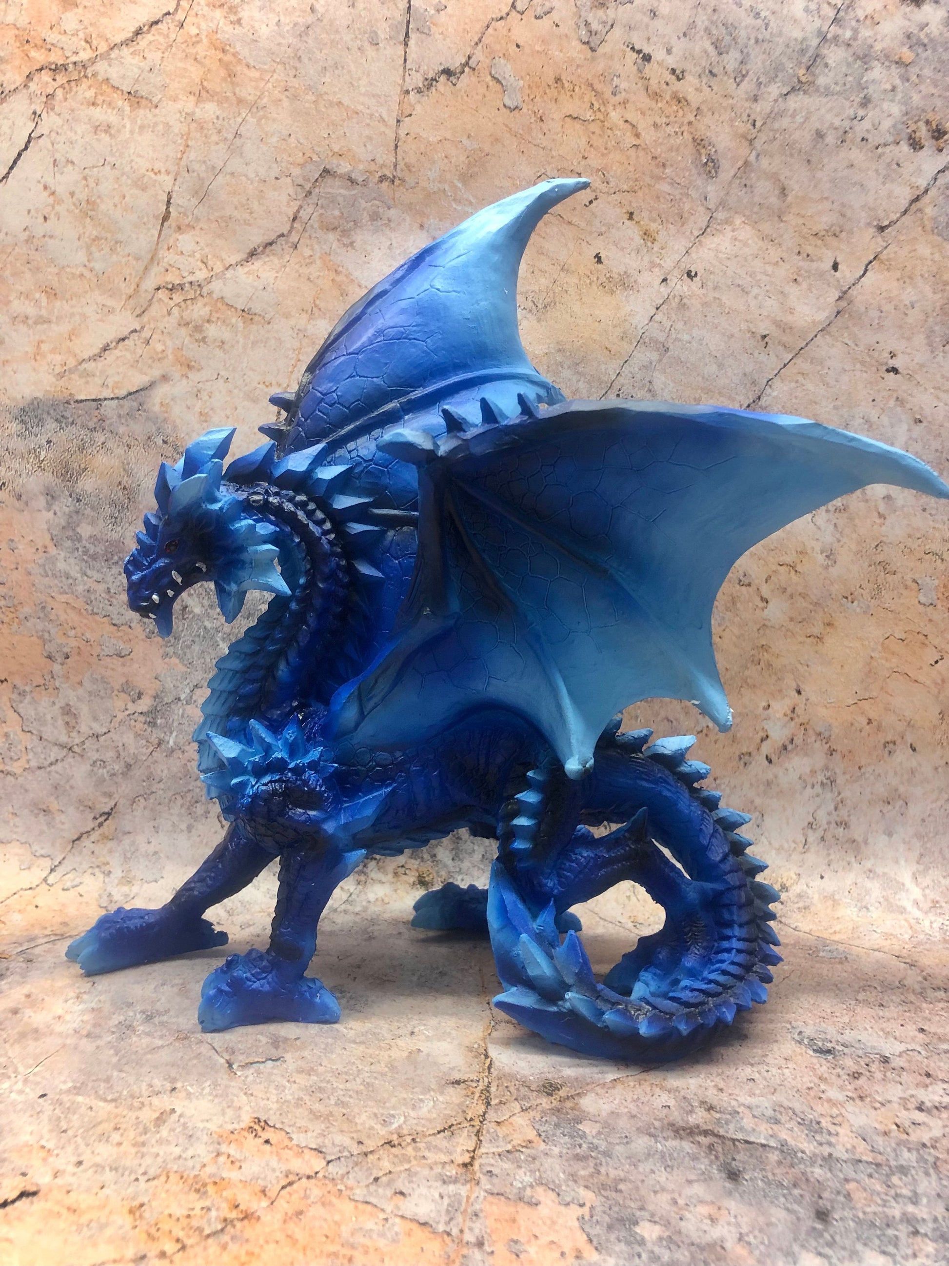 Fierce Blue Dragon Statue Gothic Dragons Collection Fantasy Sculpture Hand Made from Quality Designer Resin-Osiris Craftworks