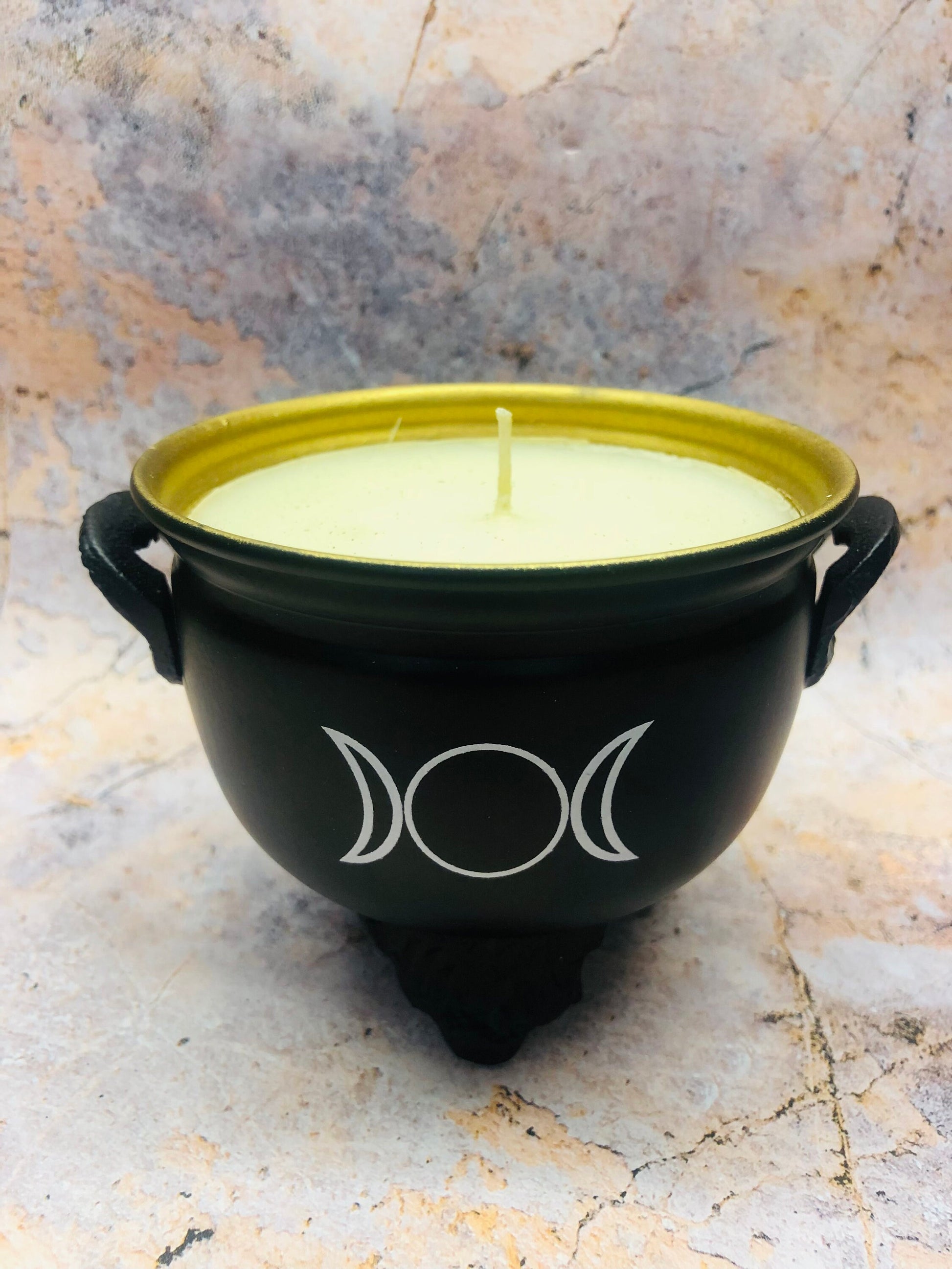 Triple Moon Goddess Cauldron Candle, Wiccan Altar Piece, Soya Wax Pagan Symbol, Mystical Wicca Decor, Enchanted Witchcraft Altar Candle-Osiris Craftworks