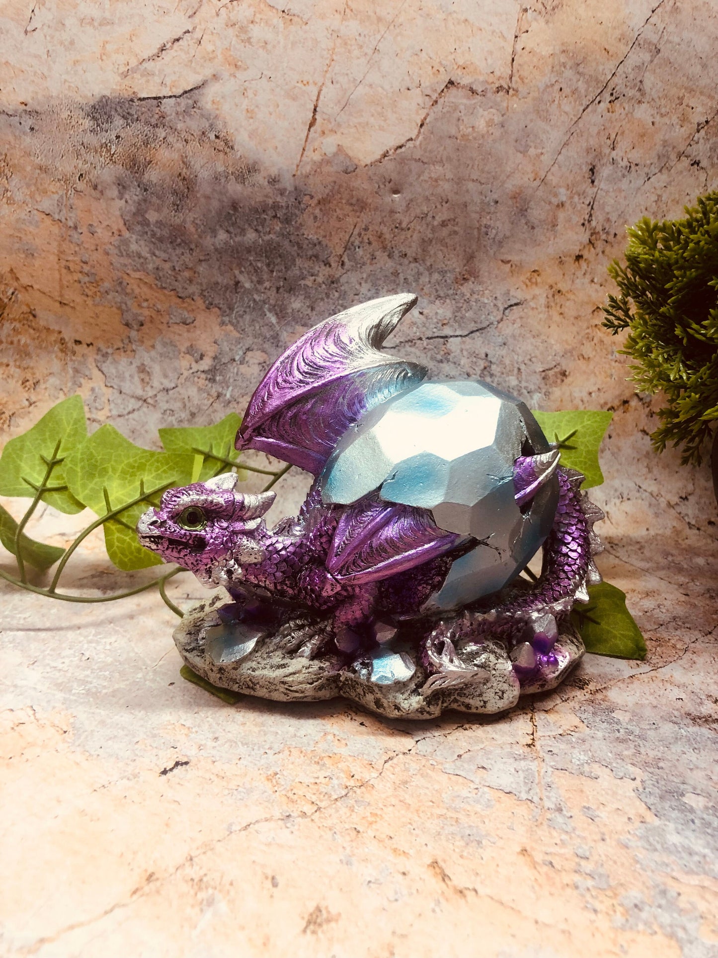 Whimsical Purple Dragon Hatchling Figurine Fantasy Art Collection Mythical Sculpture Hand Made from Quality Designer Resin-Osiris Craftworks