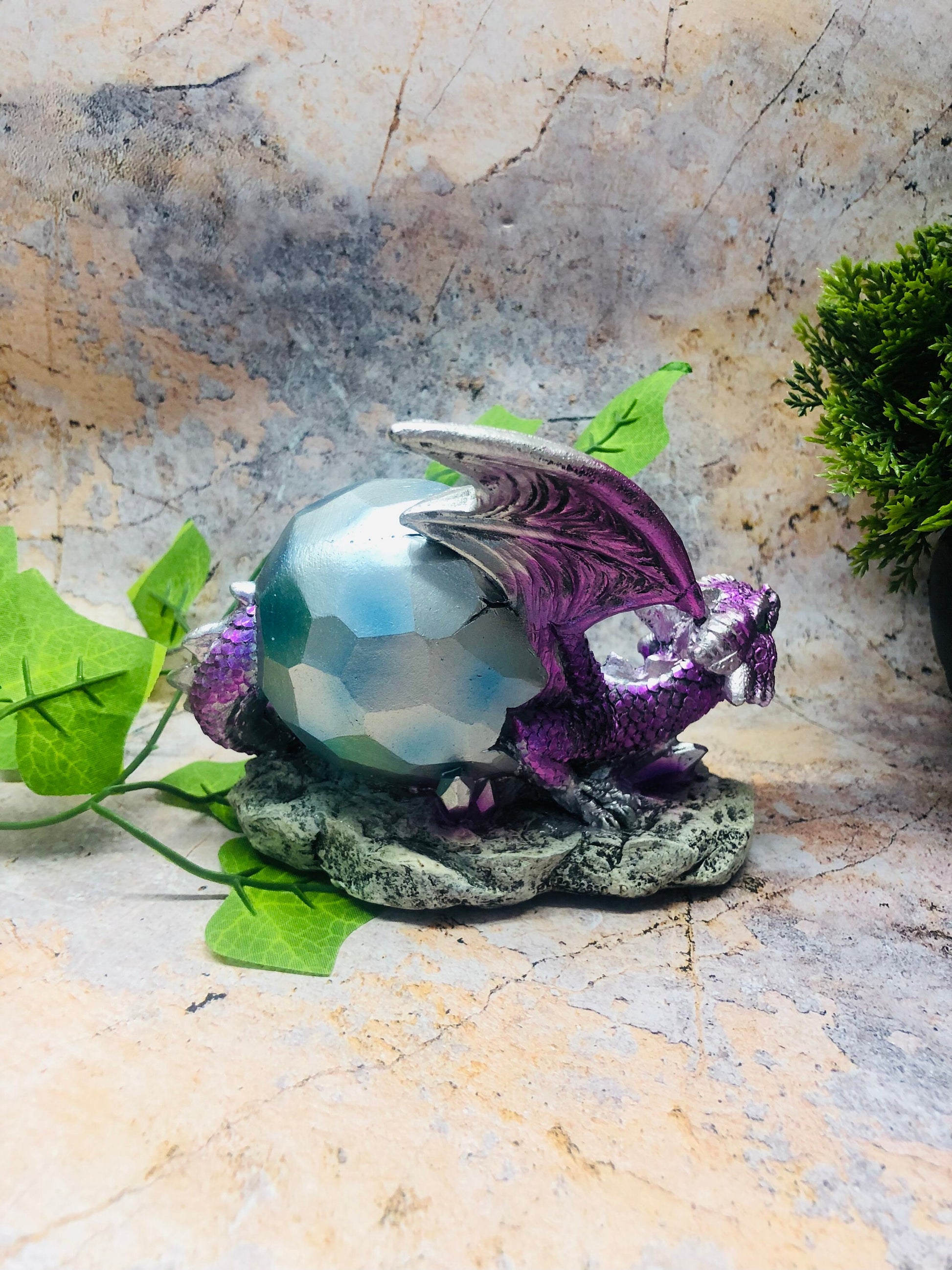 Whimsical Purple Dragon Hatchling Figurine Fantasy Art Collection Mythical Sculpture Hand Made from Quality Designer Resin-Osiris Craftworks