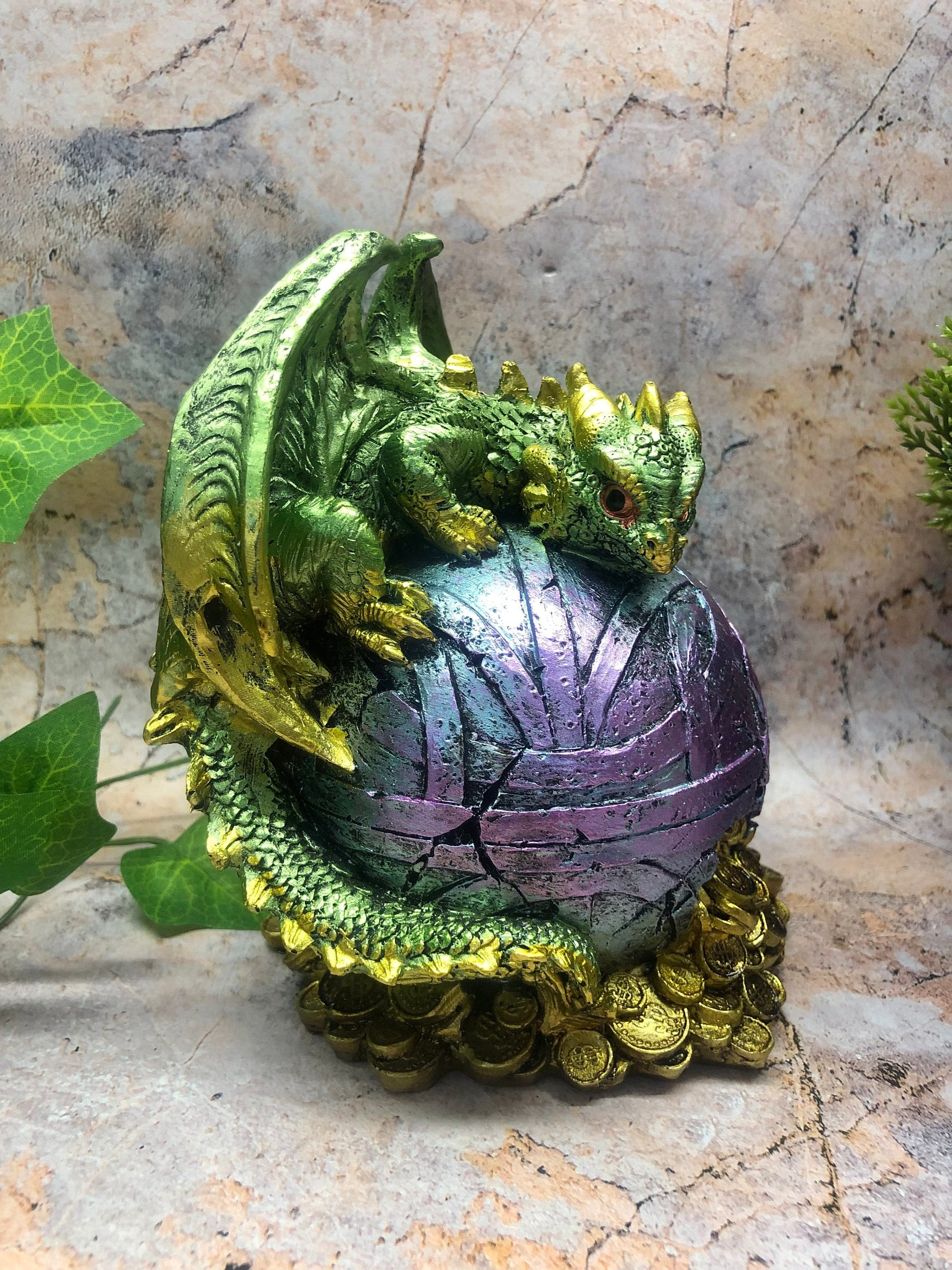 Whimsical Green Dragon Money Bank Fantasy Saving Box Dragons Collection Hand Made from Quality Designer Resin-Osiris Craftworks