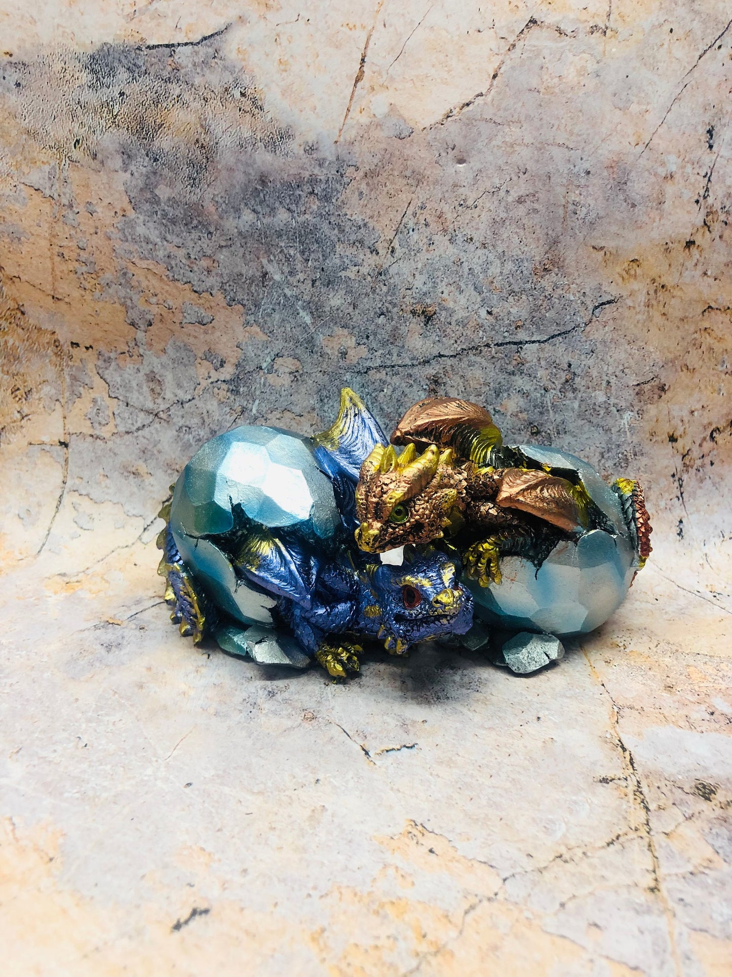 Pair of Dragon Eggs Hatchlings Figurines Fantasy Battling Dragons Collection Hand Made from Quality Designer Resin-Osiris Craftworks