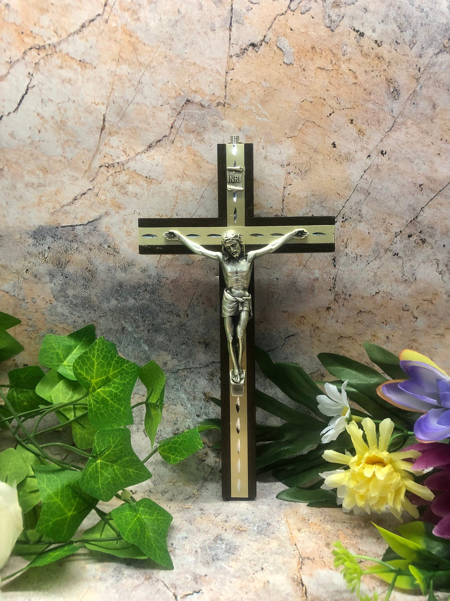 Intricately Designed Dark Wood Hanging Cross: A Timeless Piece of Religious Art for Your Living Space-Osiris Craftworks