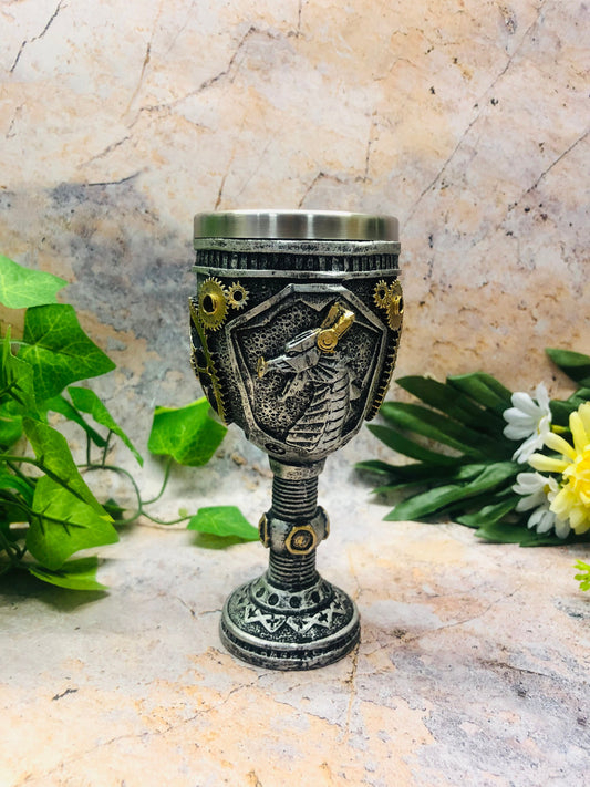 Steampunk Gearwork Dragon Goblet Dragons Chalice Ornament Gothic Decor Hand Made from Designer Resin-Osiris Craftworks