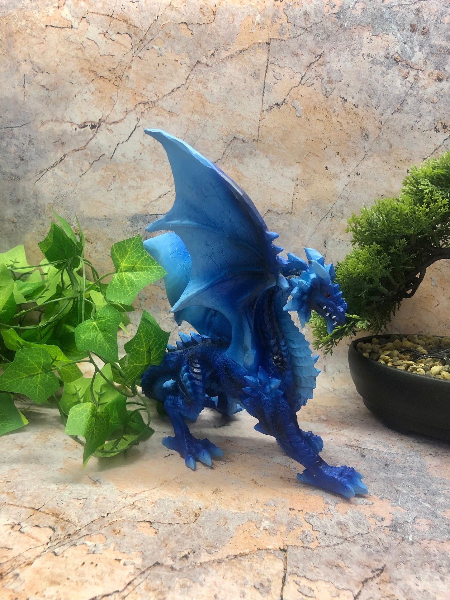 Fierce Blue Dragon Statue Gothic Dragons Collection Fantasy Sculpture Hand Made from Quality Designer Resin-Osiris Craftworks