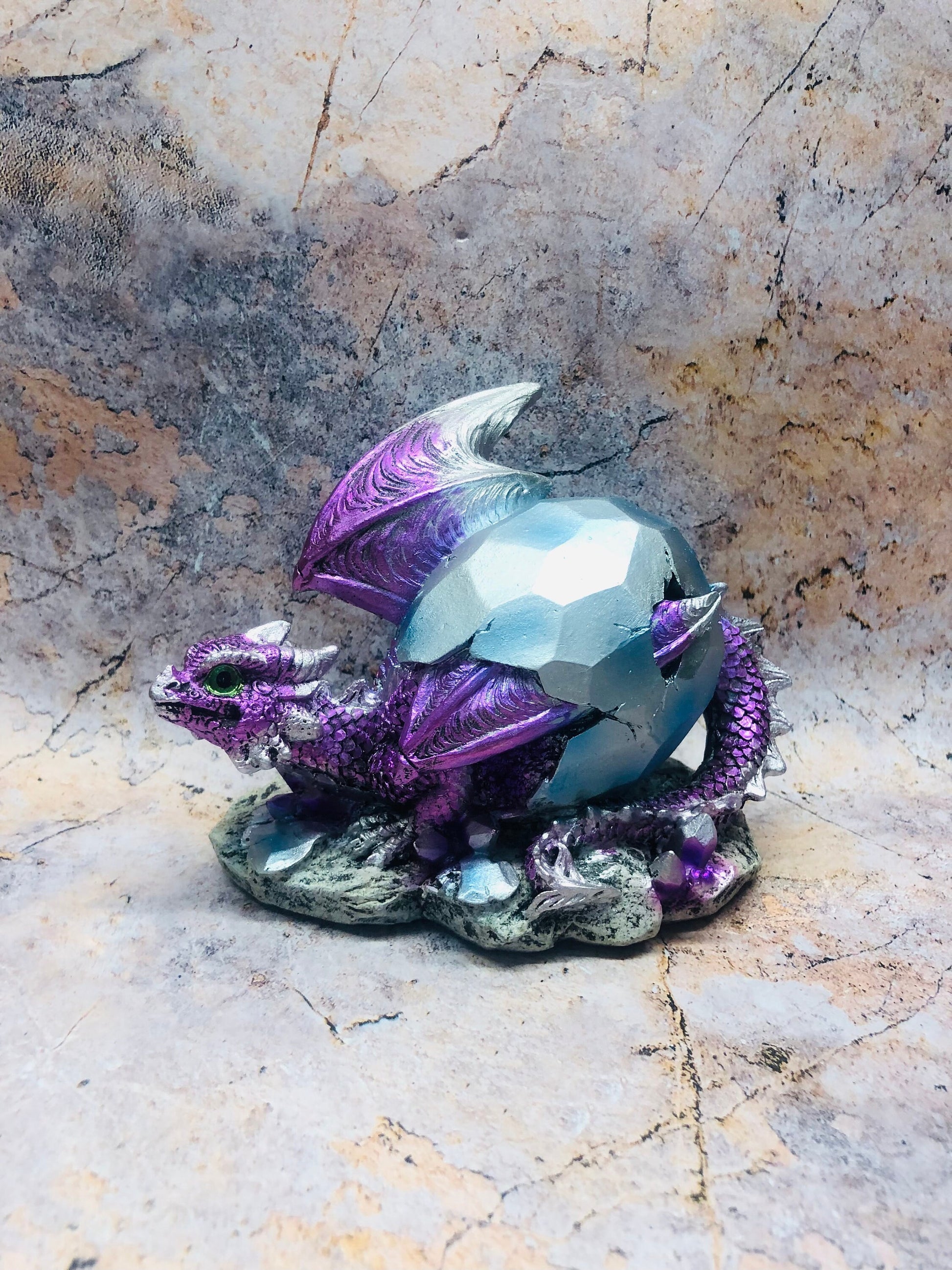 Whimsical Purple Dragon Hatchling Figurine Fantasy Art Collection Mythical Sculpture Hand Made from Quality Designer Resin-Osiris Craftworks